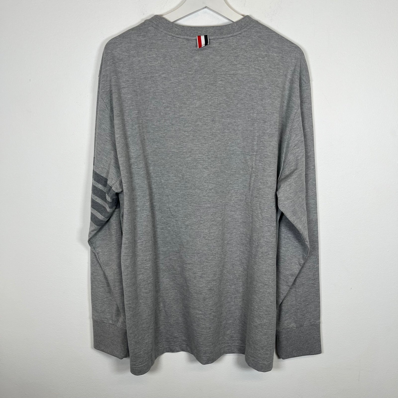 Thom Browne Grey Three Stripe LS Shirt Size L