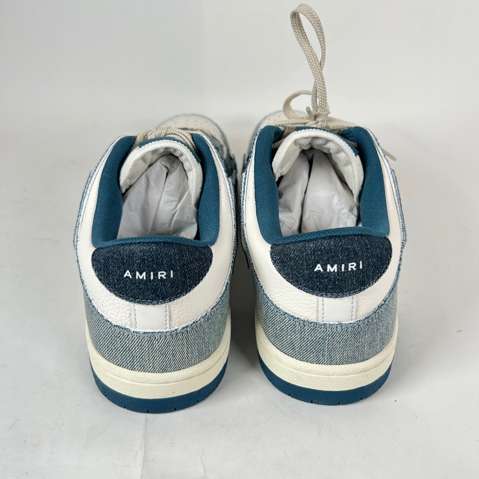Amiri Blue Denim Skel Low-Top Sneaker Size 46