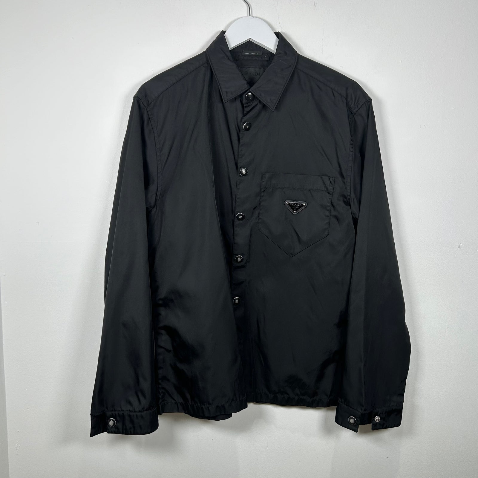 Prada Re-Nylon Logo Button-Up Shirt Size M