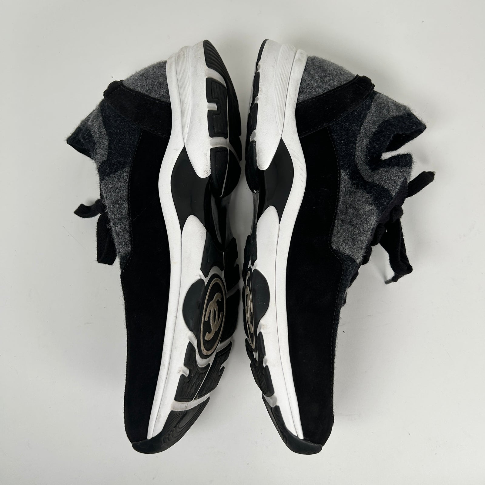 Chanel Dark Grey Knit Sock Runner Size 44