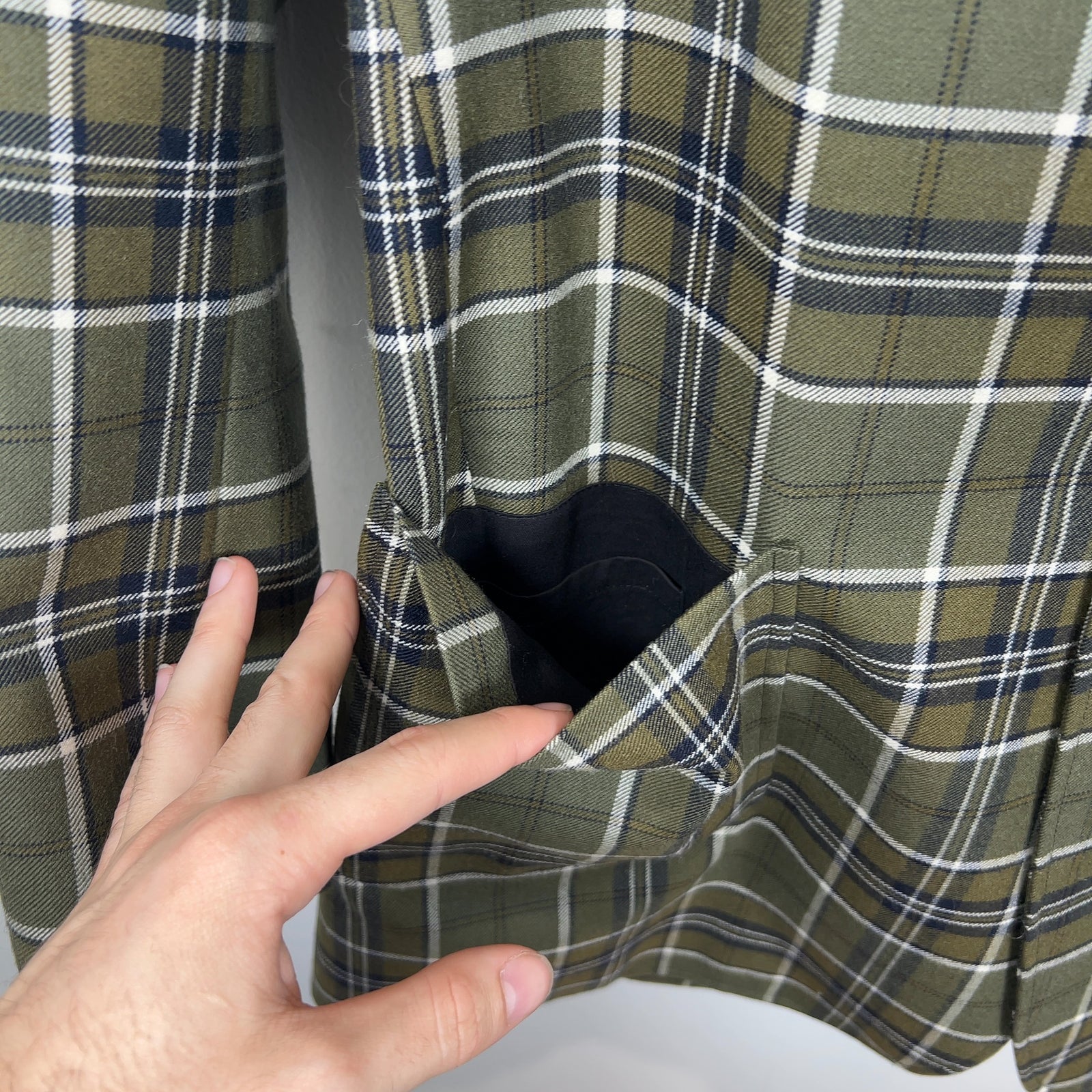 Thom Browne Multi-Pocket Plaid Peacoat