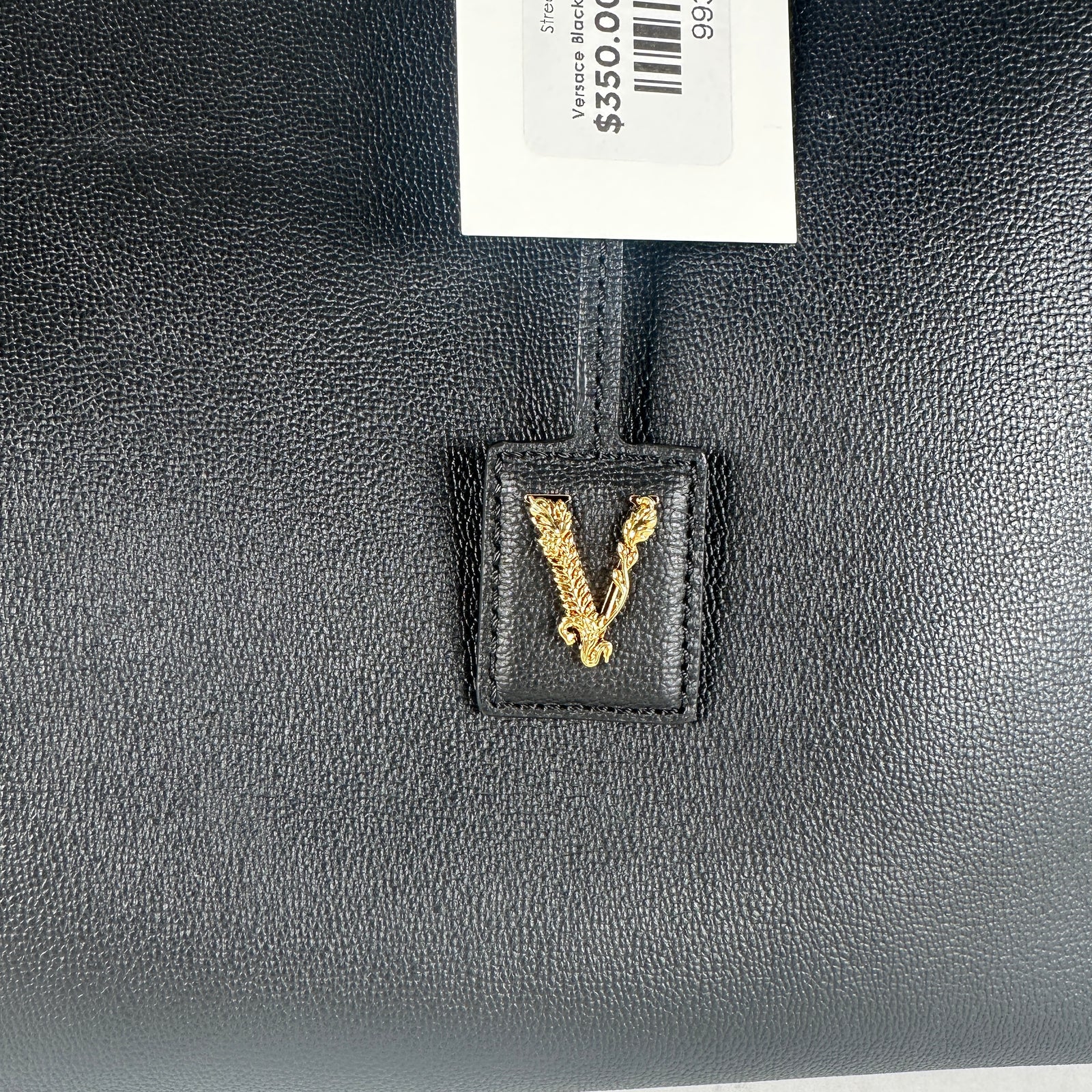 Versace Black Virtus Leather Tote Bag