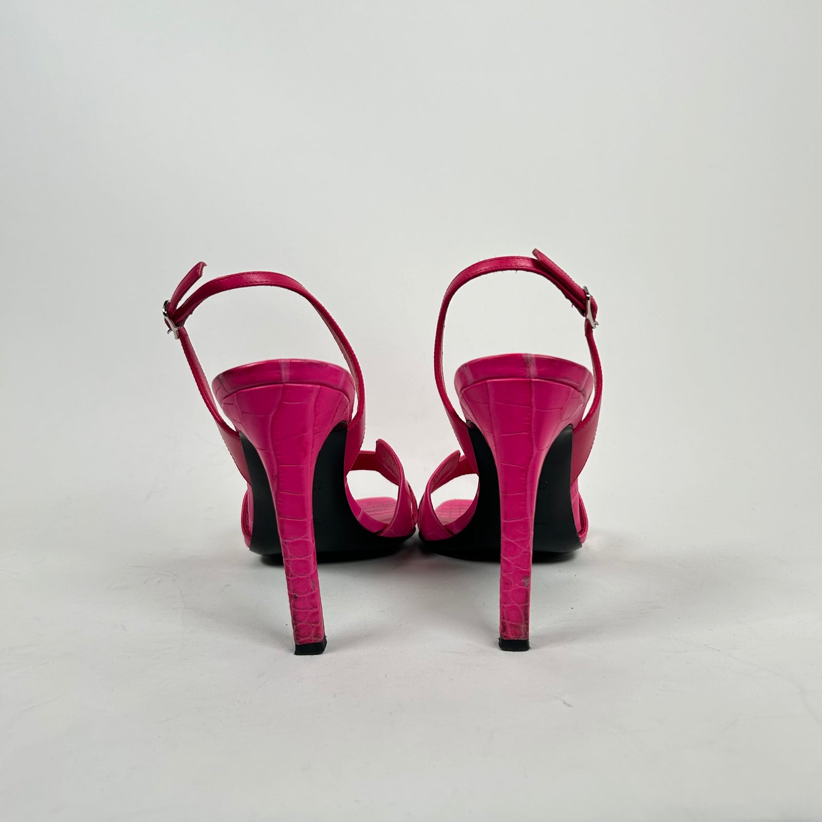 Hermes Pink Ella Alligator Slingback Sandals Size 38