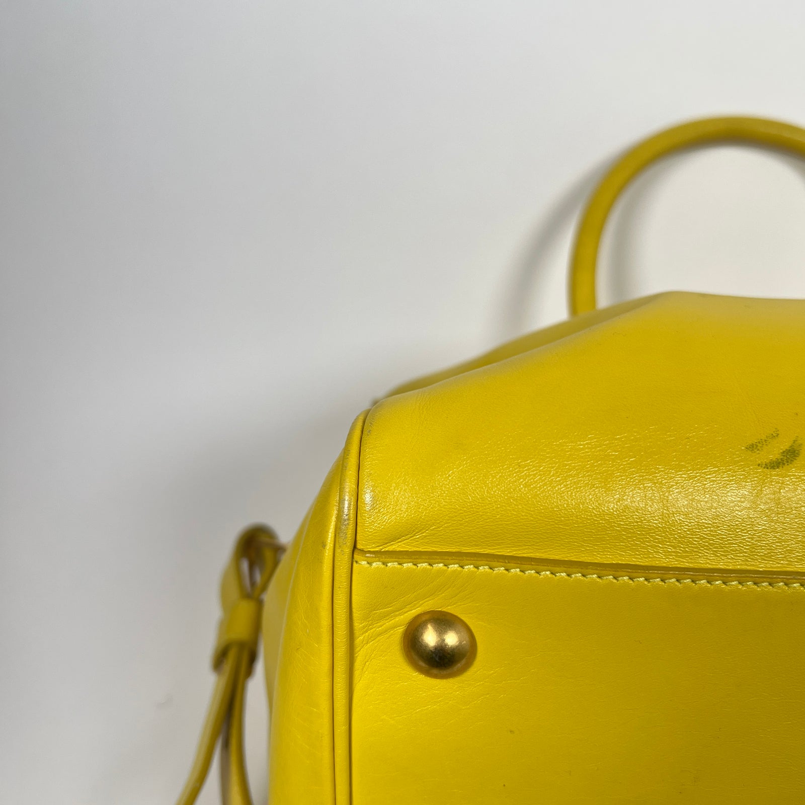 Saint Laurent Yellow Calfskin Leather Classic Baby Duffle Bag