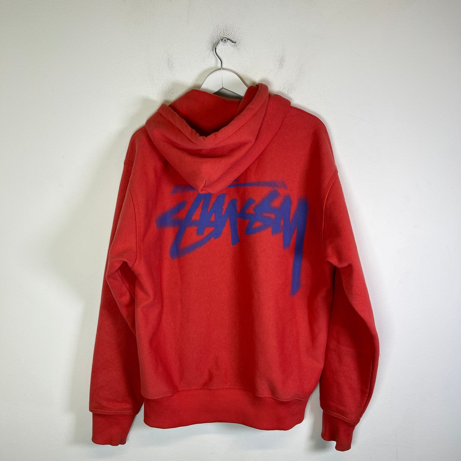 Stussy Orange Dizzy Stock Logo Hoodie Size M