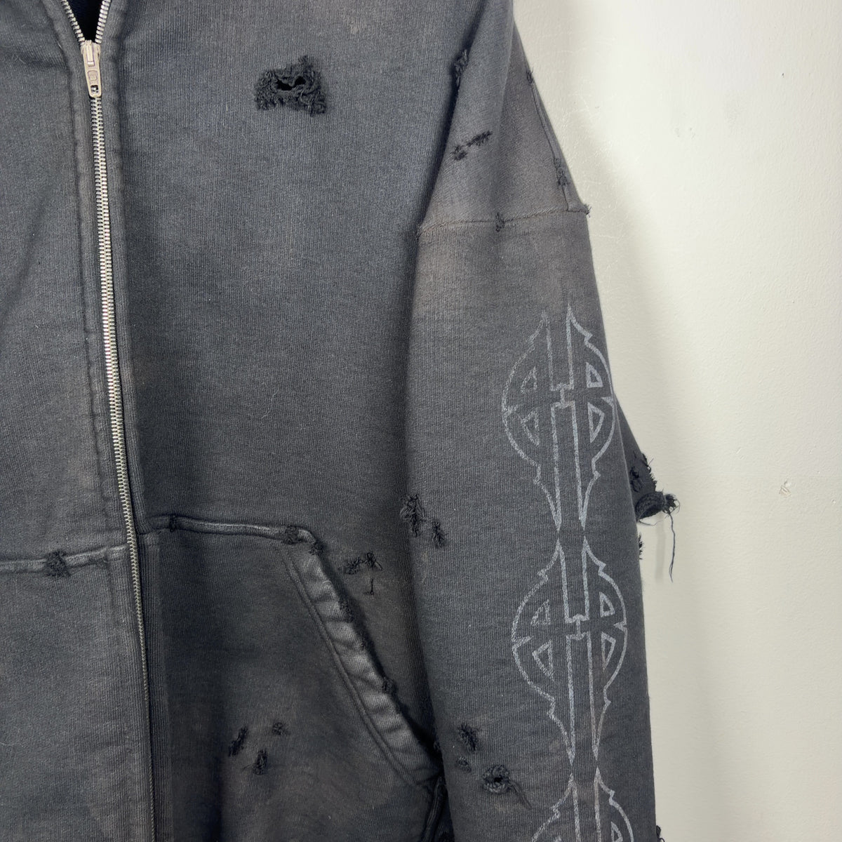 Balenciaga SS24 Paris Moon Distressed Zip-Up Hoodie