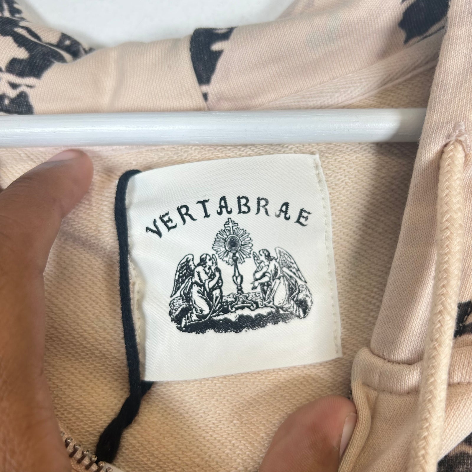Vertabrae Ivory Graffiti Zip Up Hoodie Size S