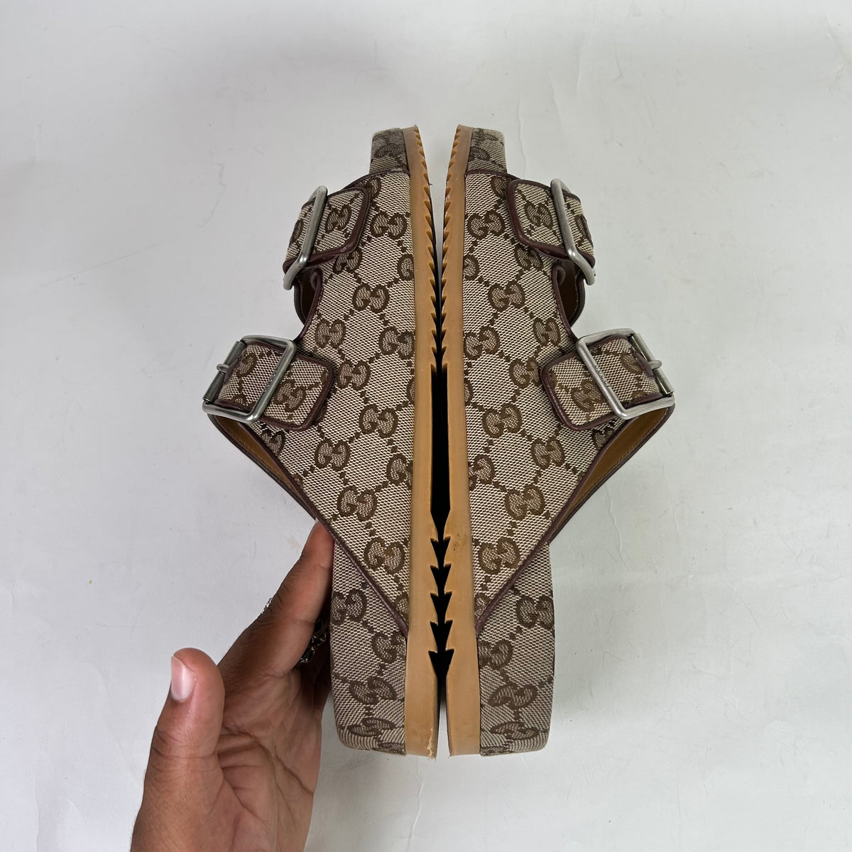 Gucci GG Monogram Canvas Strap Sandals