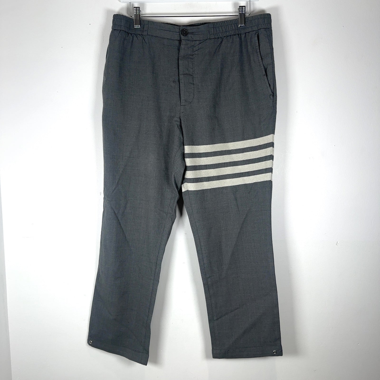 Thom Browne Woostered Woven Wool 4-Bar Pants