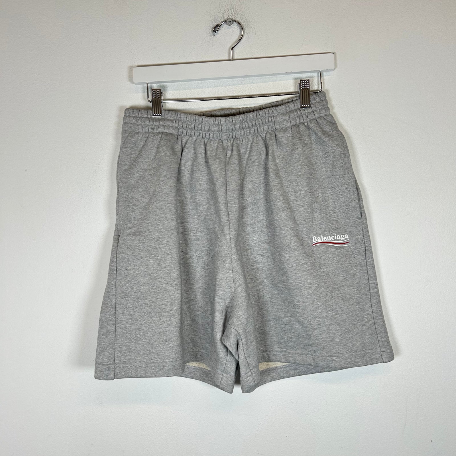 Balenciaga Grey Campaign Logo Sweat Shorts Size XS