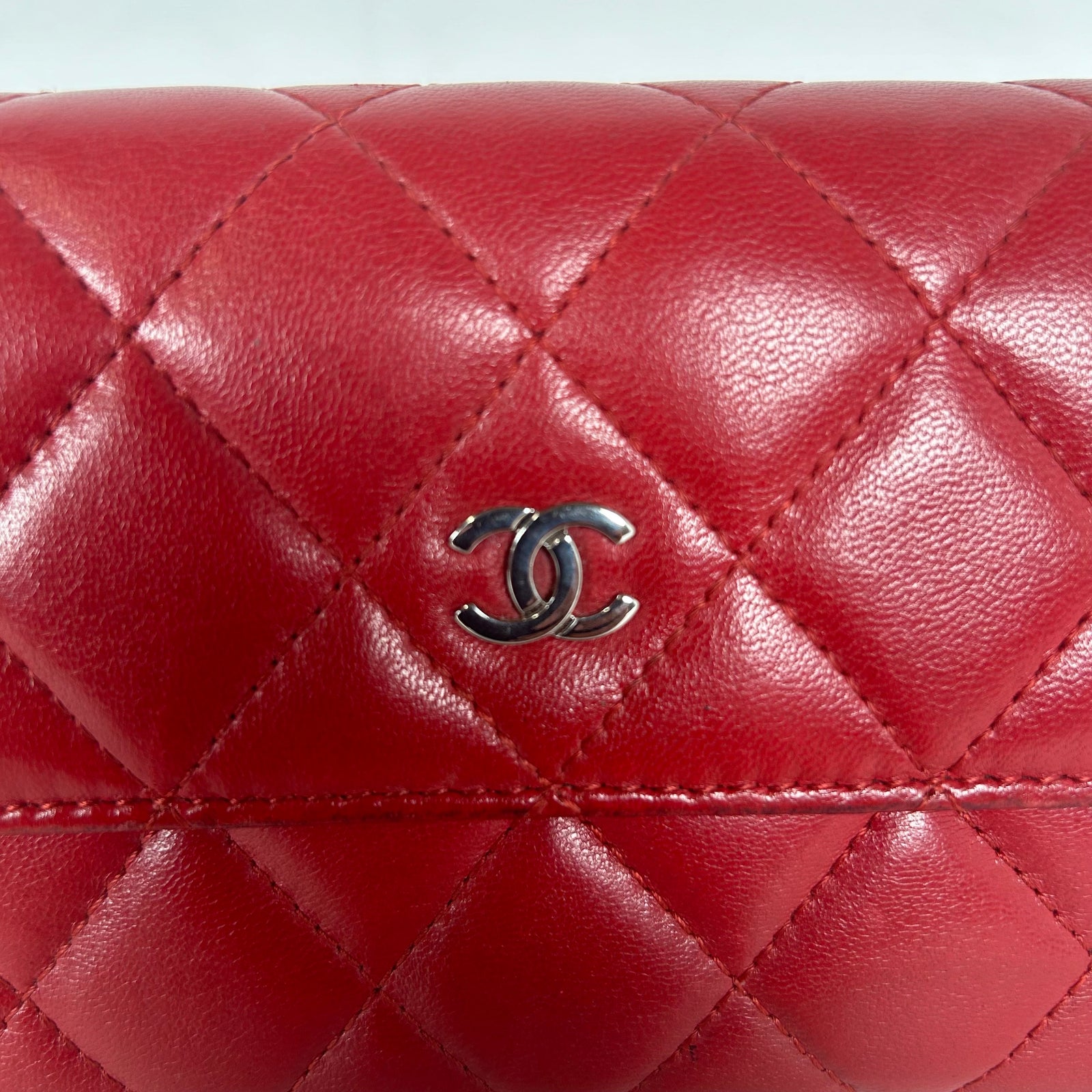 Chanel Red Quilted Lambskin Long Wallet