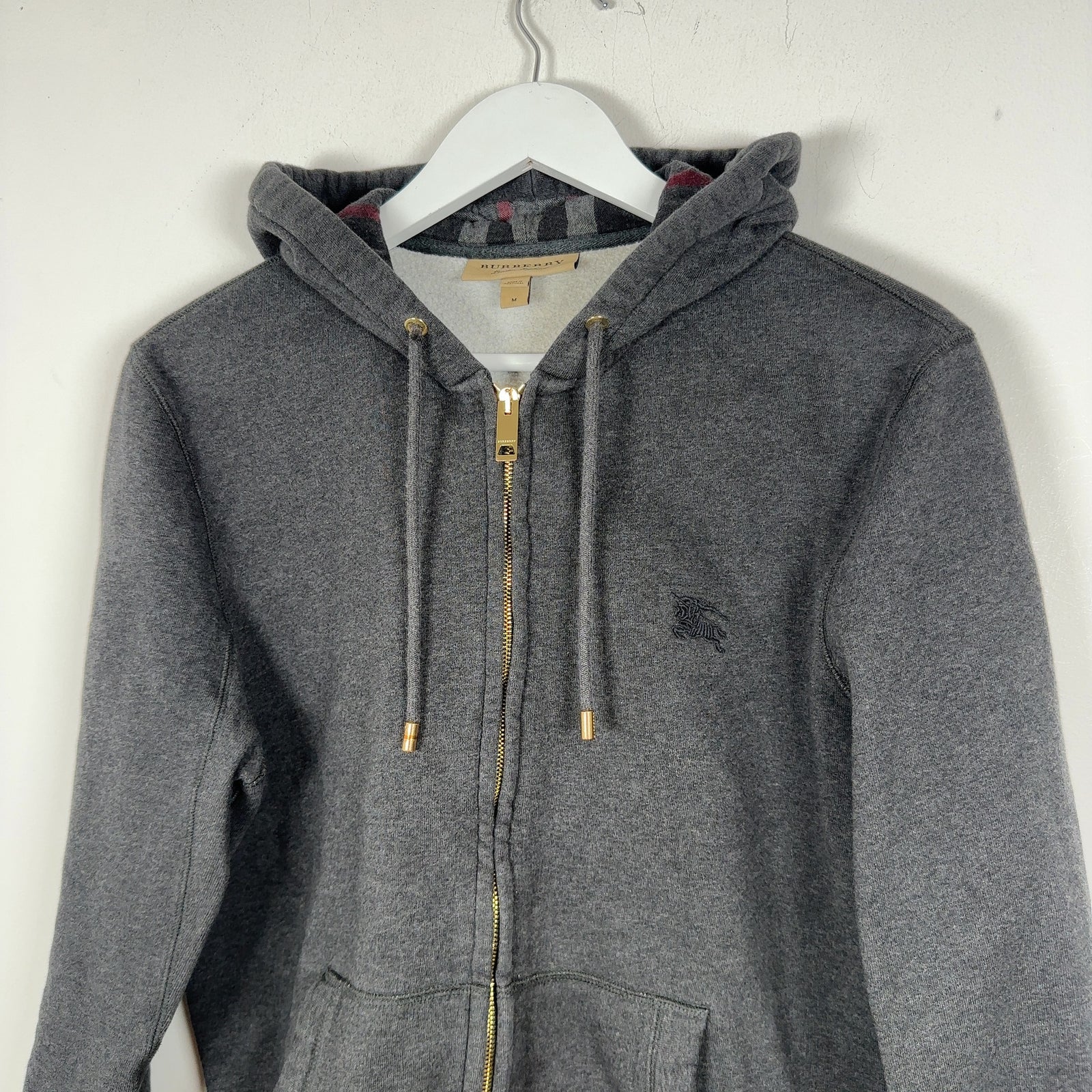 Burberry Check Charcoal Zip Up Hoodie