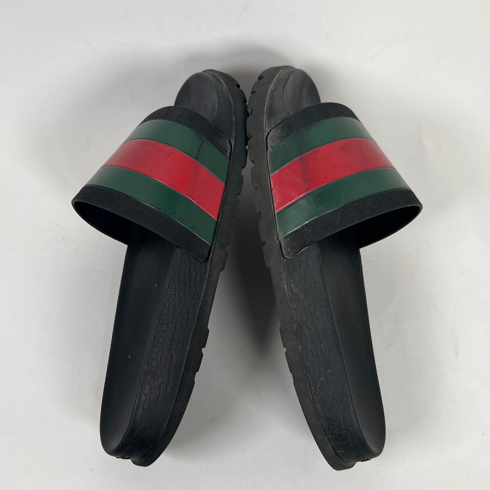 Gucci Black Classic Stripe Logo Slides Size GG 11