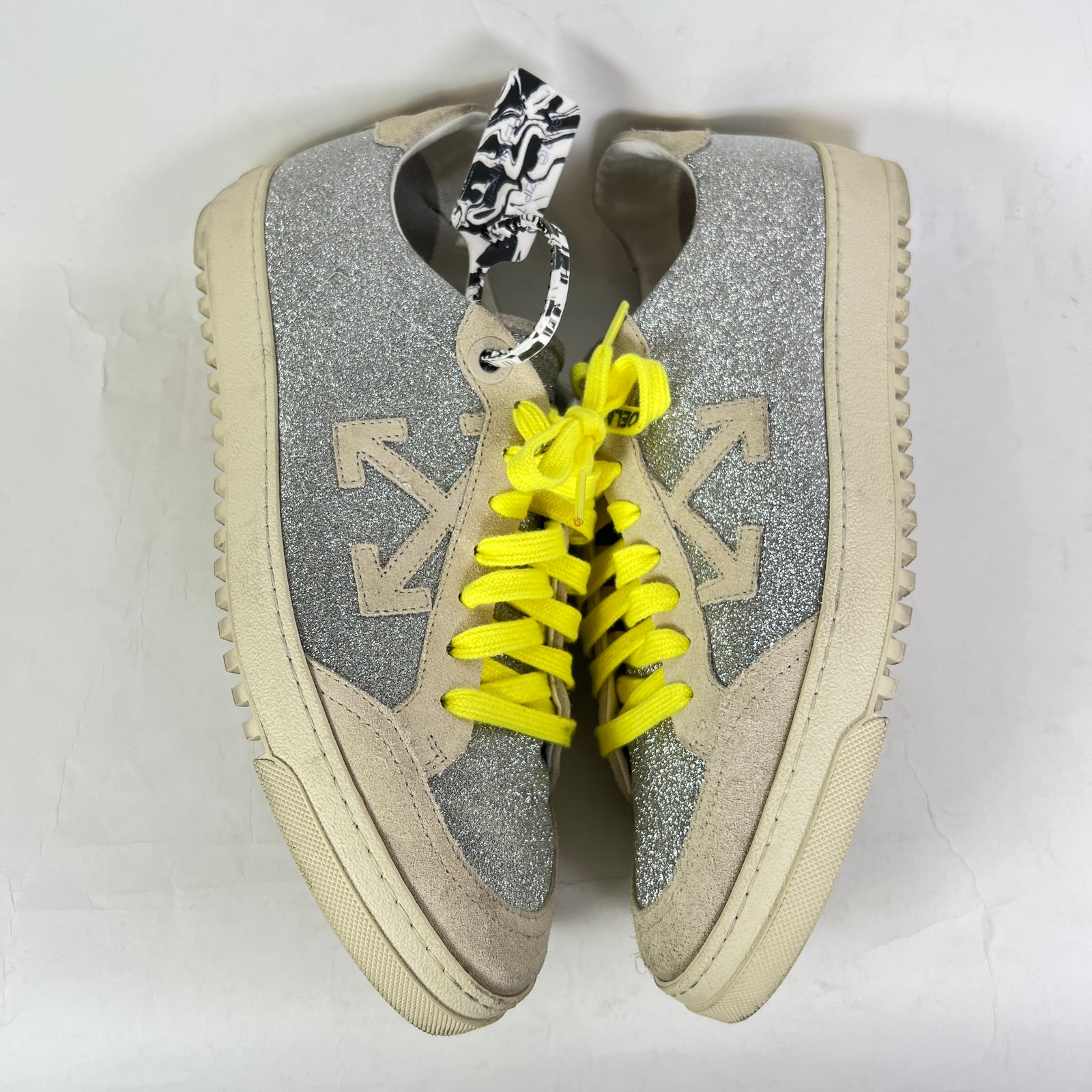 Off-White Silver Glitter Arrow 2.0 Low-Top Sneaker Size 44