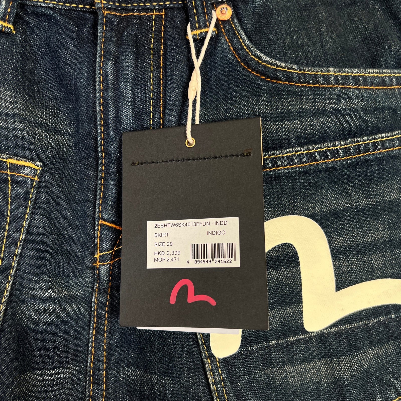 Evisu Seagull-Print Multi Pocket Denim Skirt