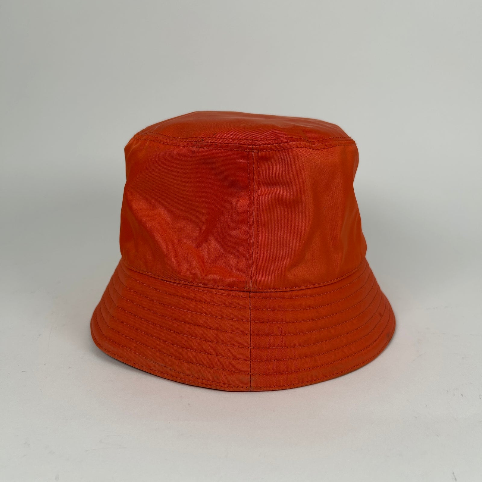 Prada Orange Nylon Logo Bucket Hat Size M