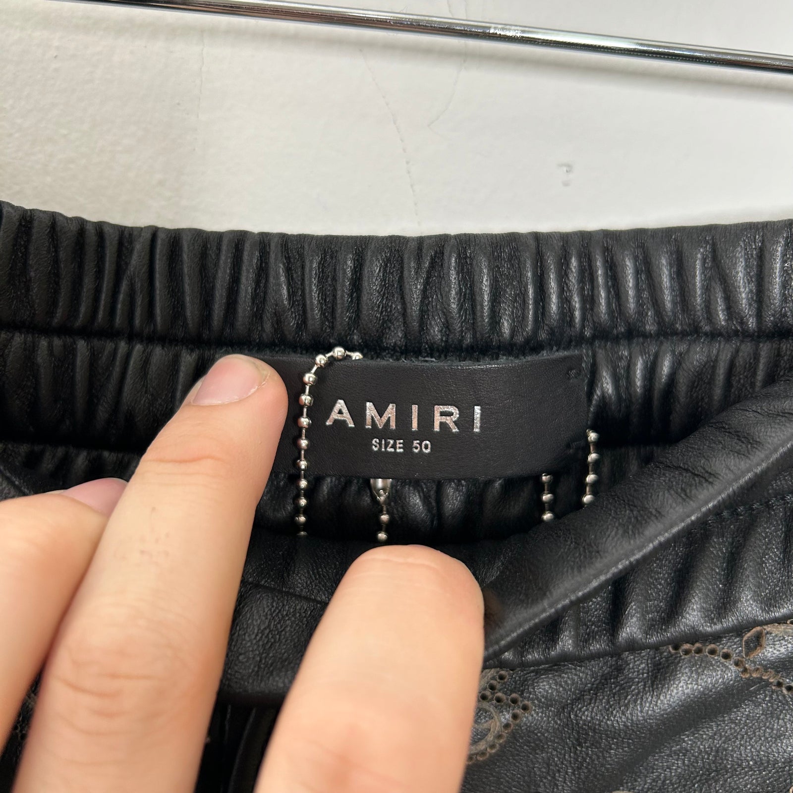 Amiri Laser Cut Western Leather Shorts Size M