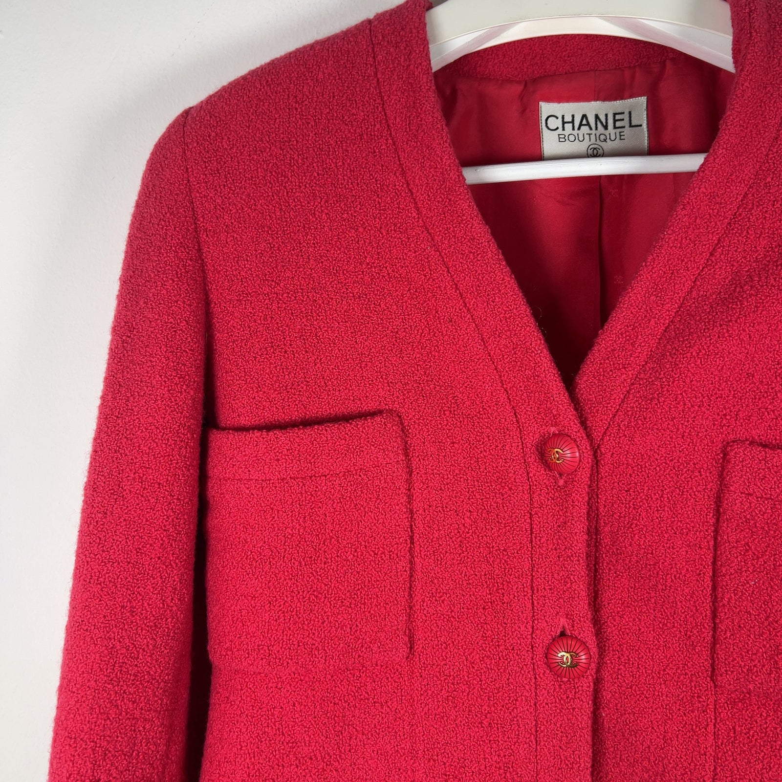 Chanel Pink Vintage Bouclé Wool Jacket Size S