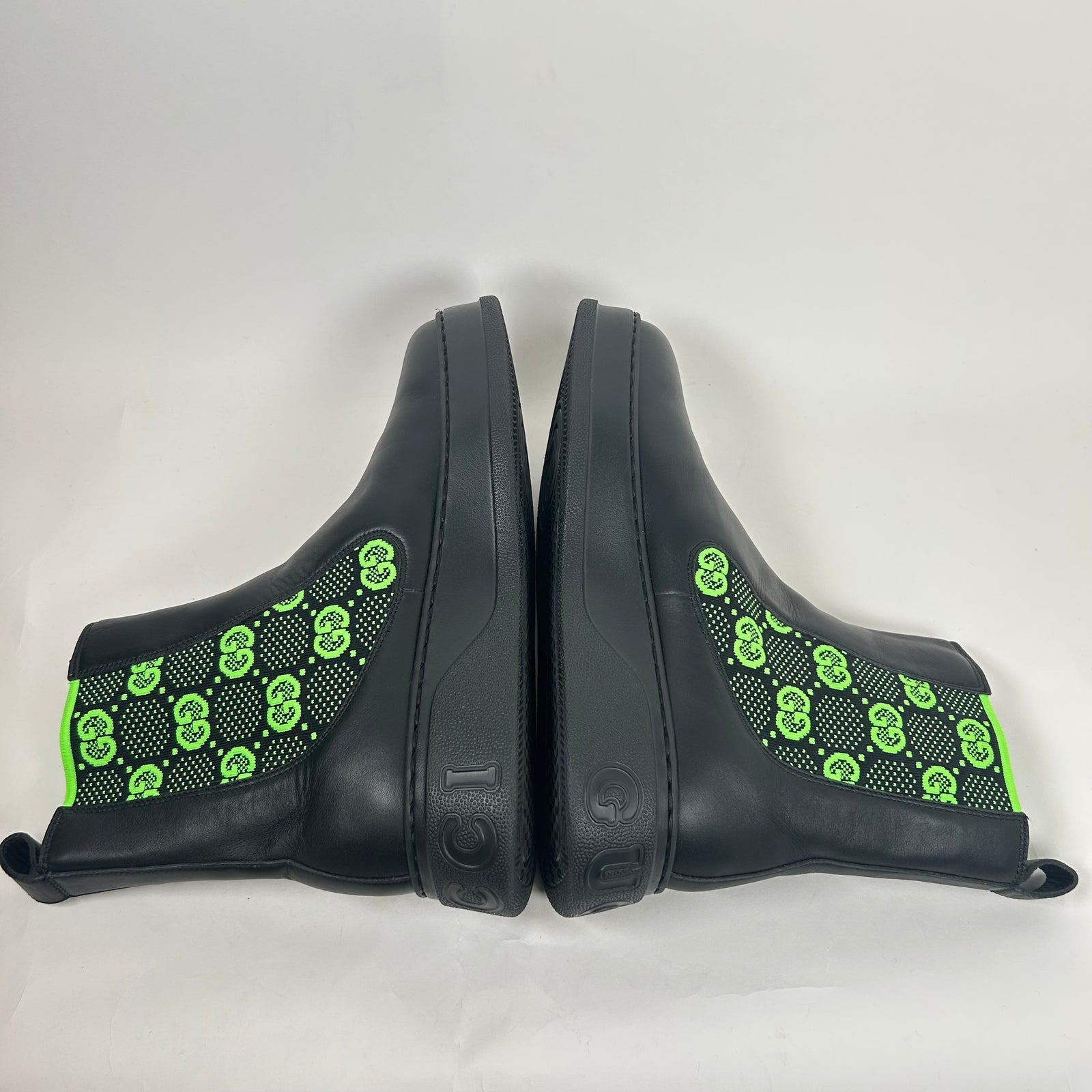 Gucci Black/Green Elastic Chelsea Boot Size GG 8.5