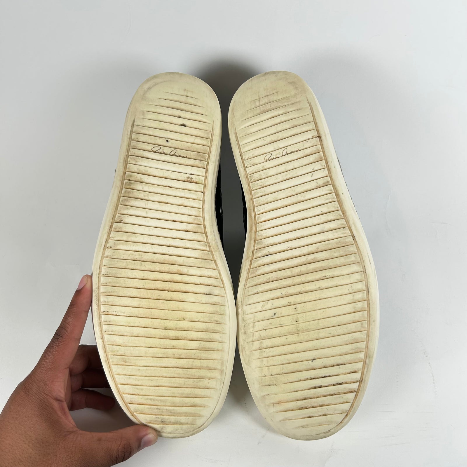 Rick Owens Black Mainline Leather Ramones Size 46