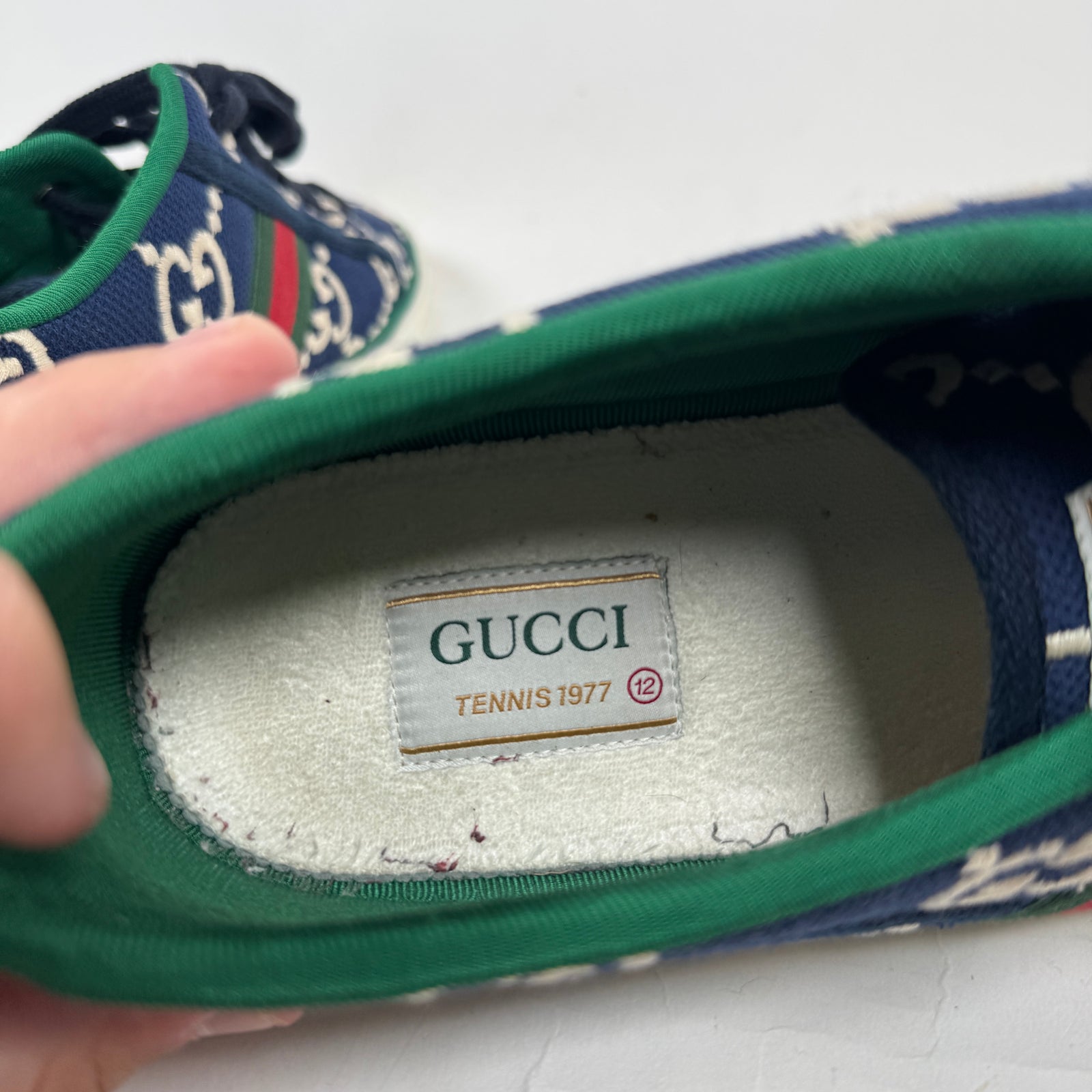 Gucci Ink Blue Tennis 1977 Sneaker Size GG 12