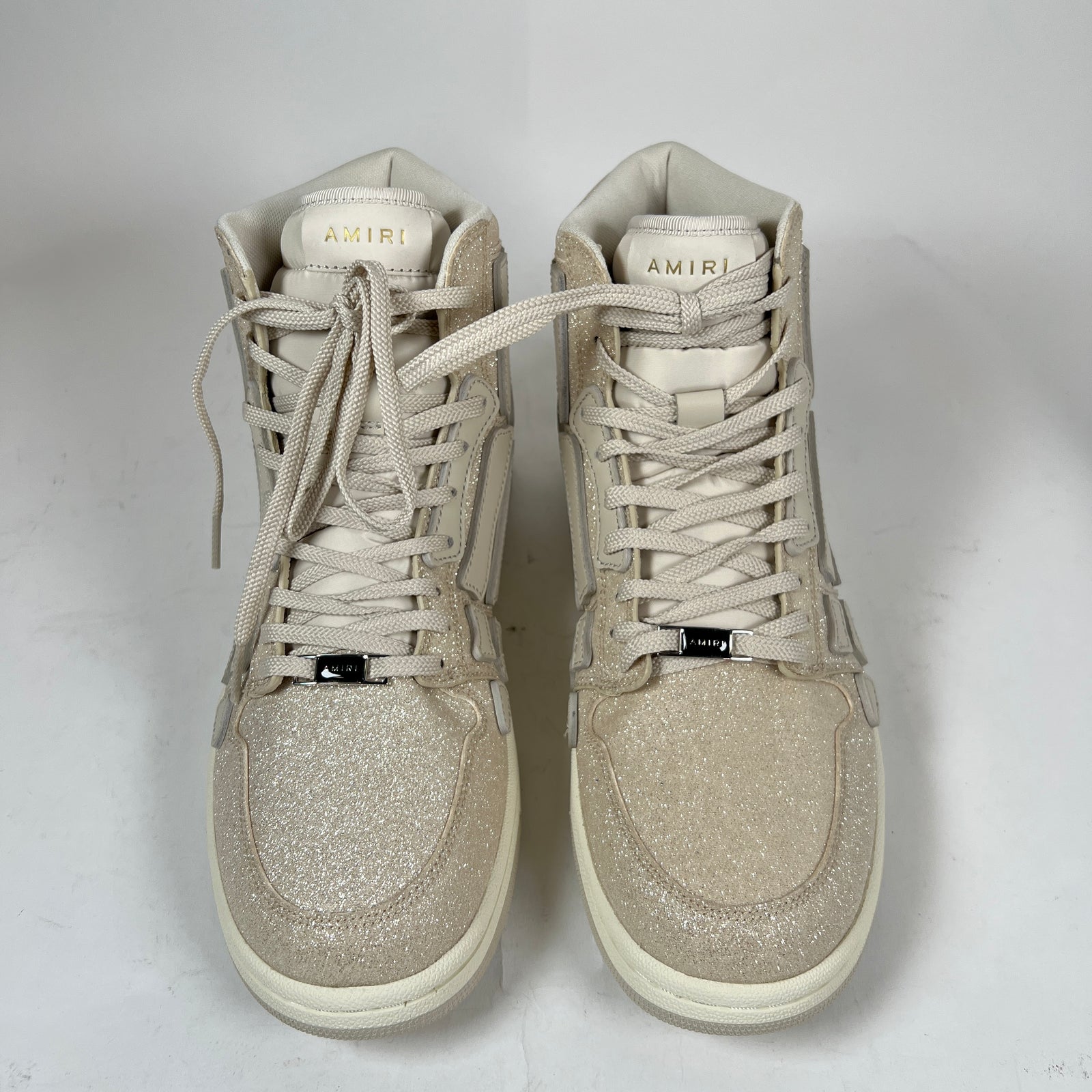 Amiri Beige Glitter Skel Hi-Top Sneaker Size 42