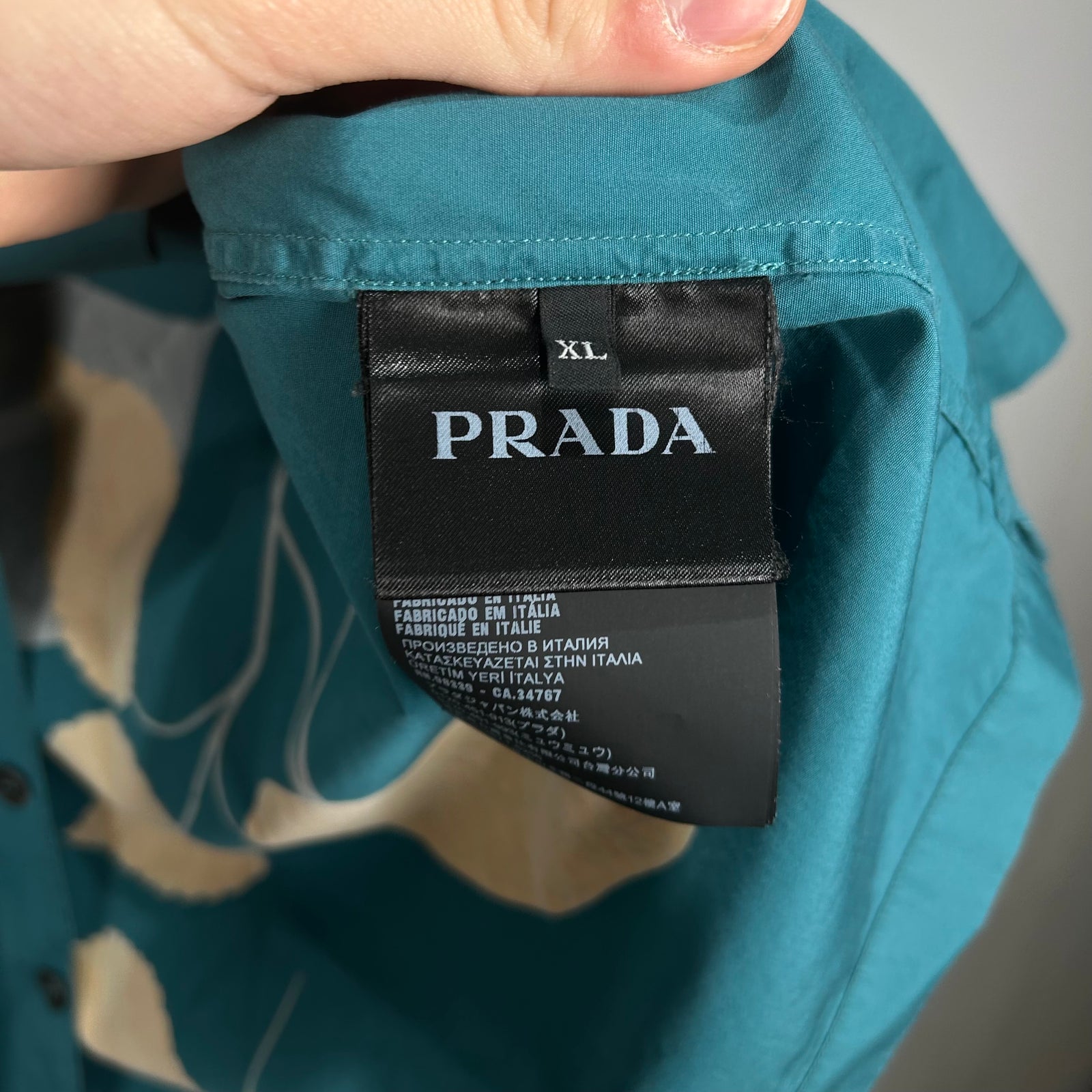 Prada Turqoise 'Falling Leaves' Button-Up Shirt Size XL