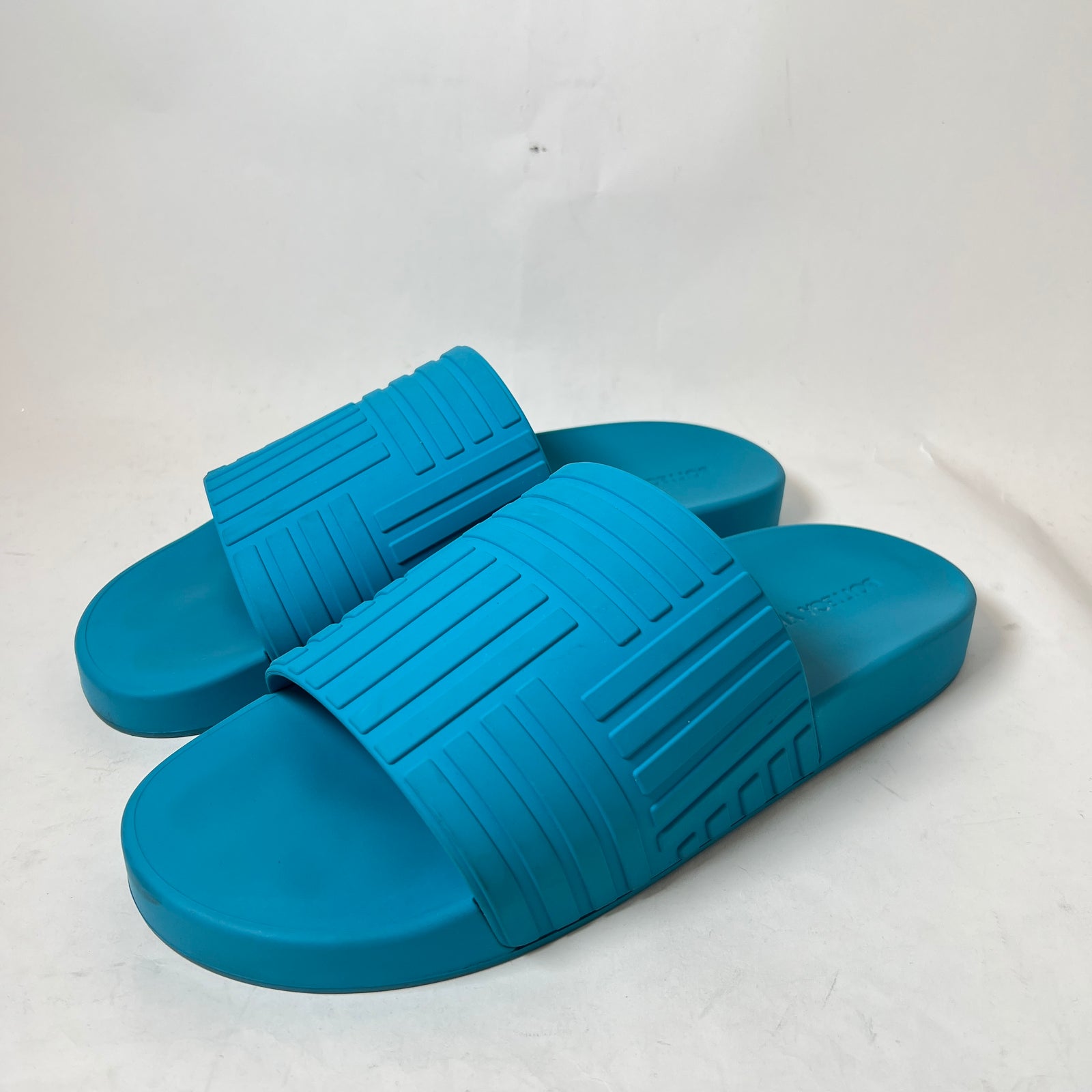 Bottega Veneta Light Blue Amalfi Rubber Slides Size 44