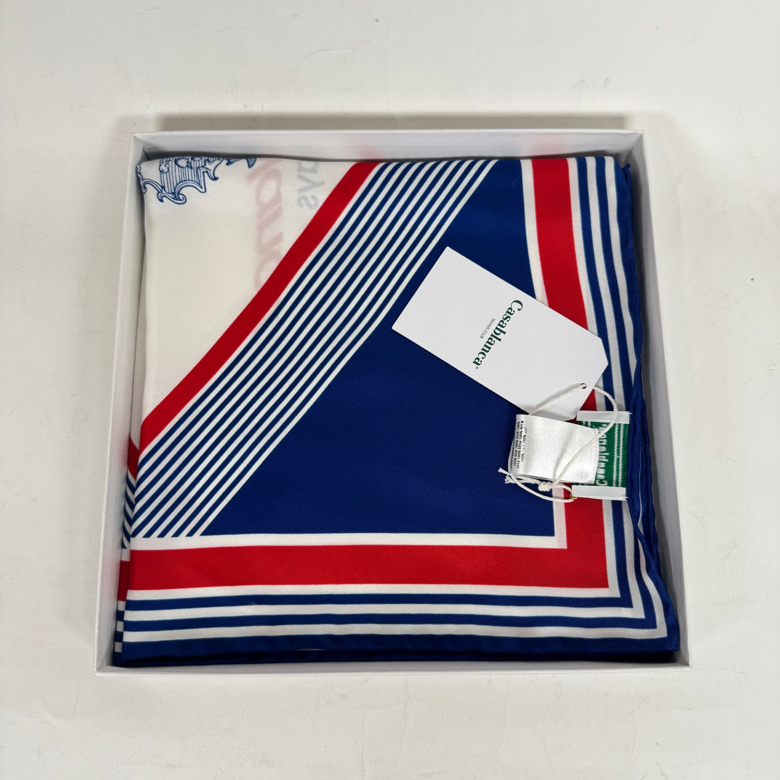 Casablanca Blue/Red Silk Scarf