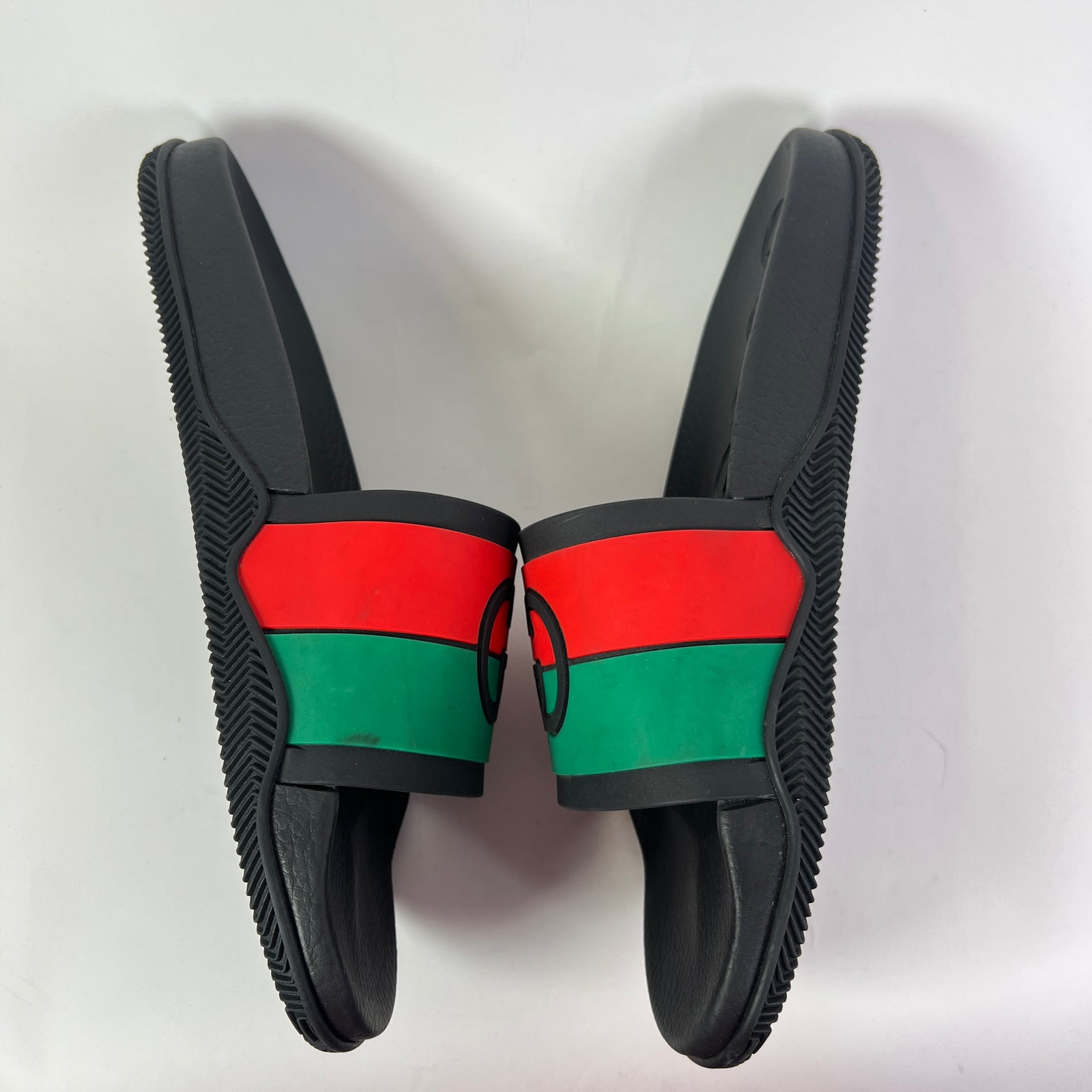 Gucci Tricolor Web Interlocking G Pool Slides