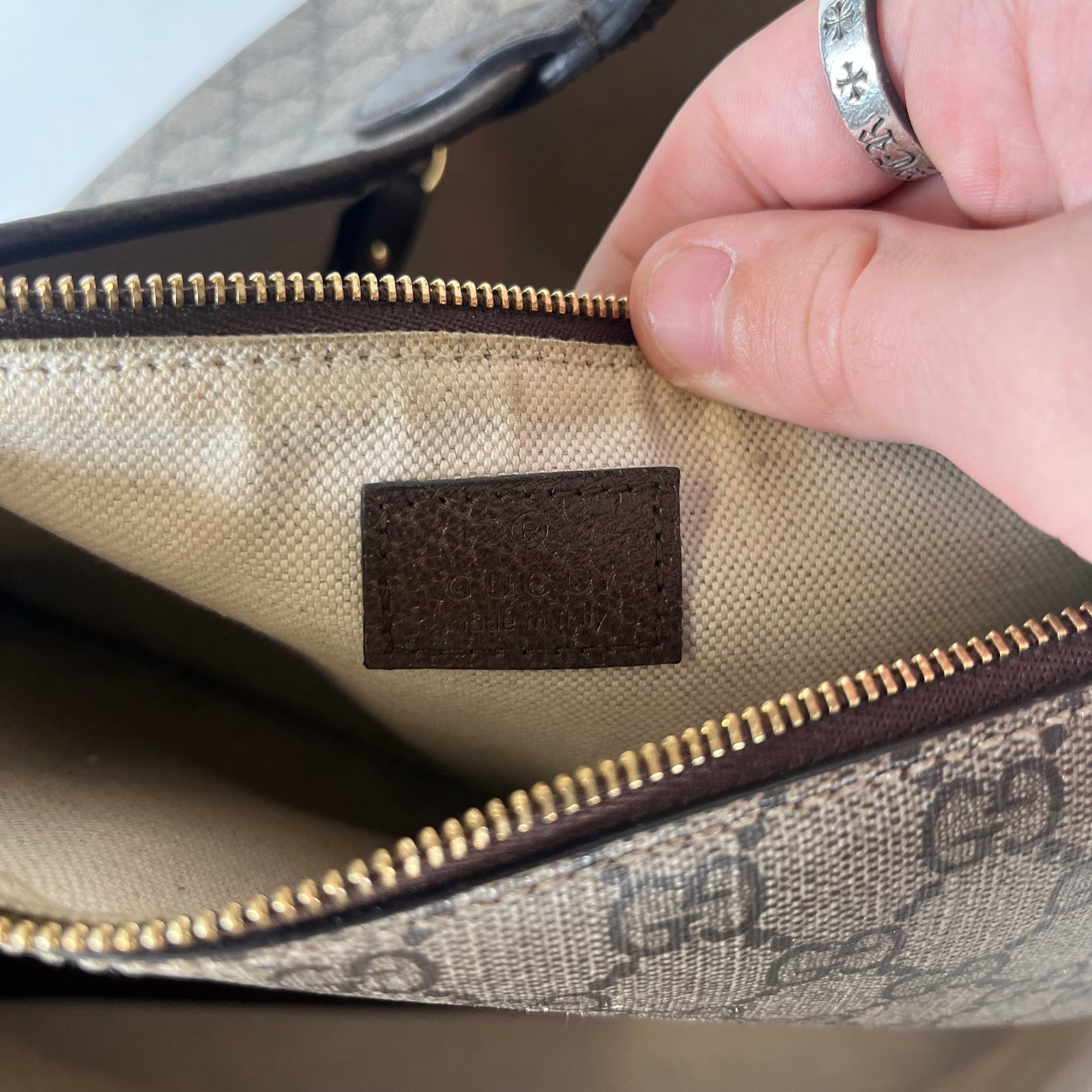 Gucci Large GG Supreme Ophidia Leather Tote W/ Wallet