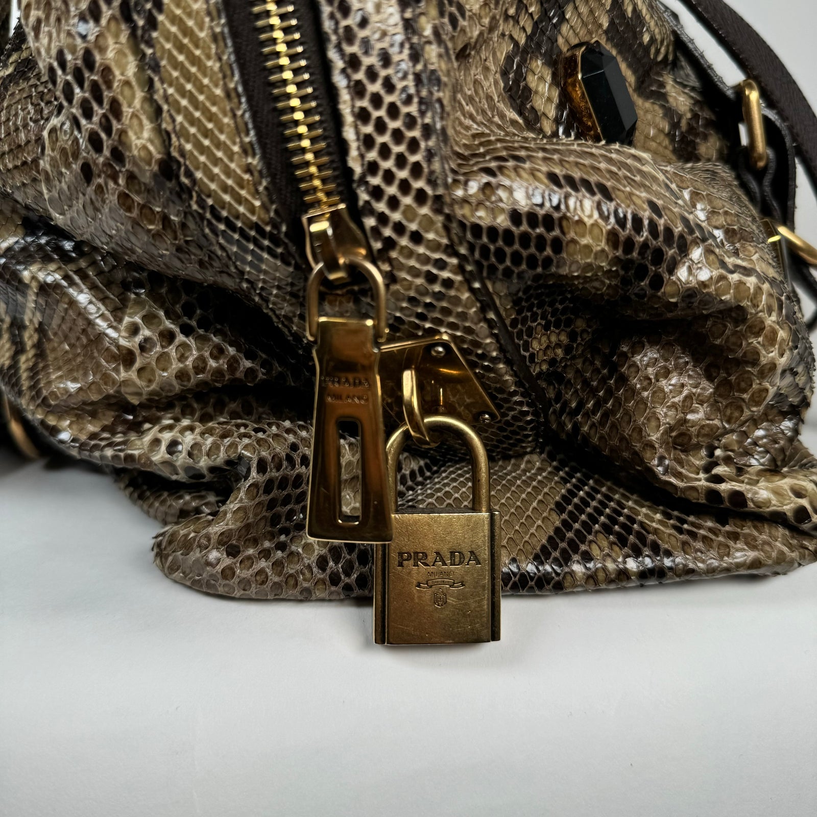Prada Python Pione Pietre Shoulder Bag
