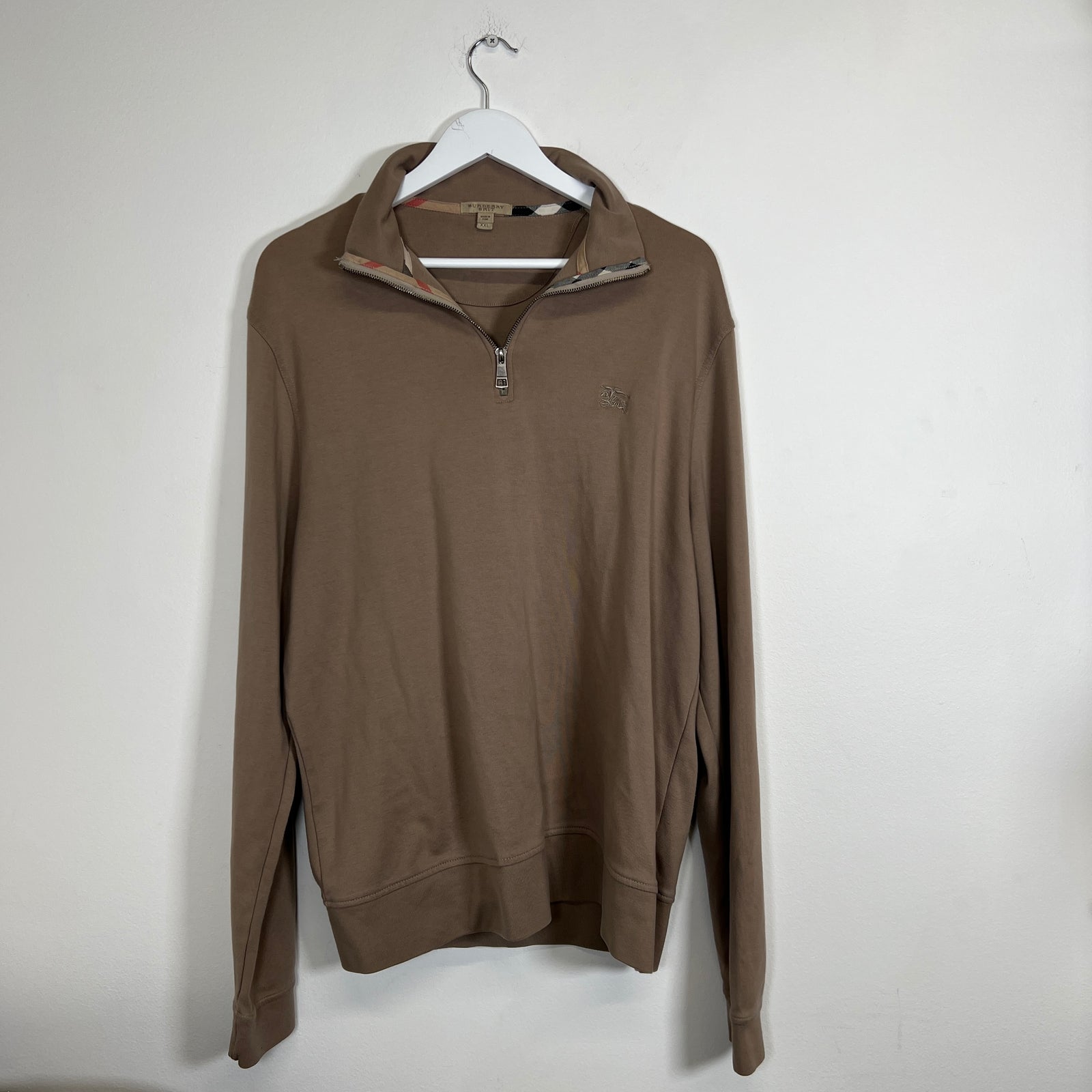 Burberry 1/4 Zip Khaki Fleece XXL