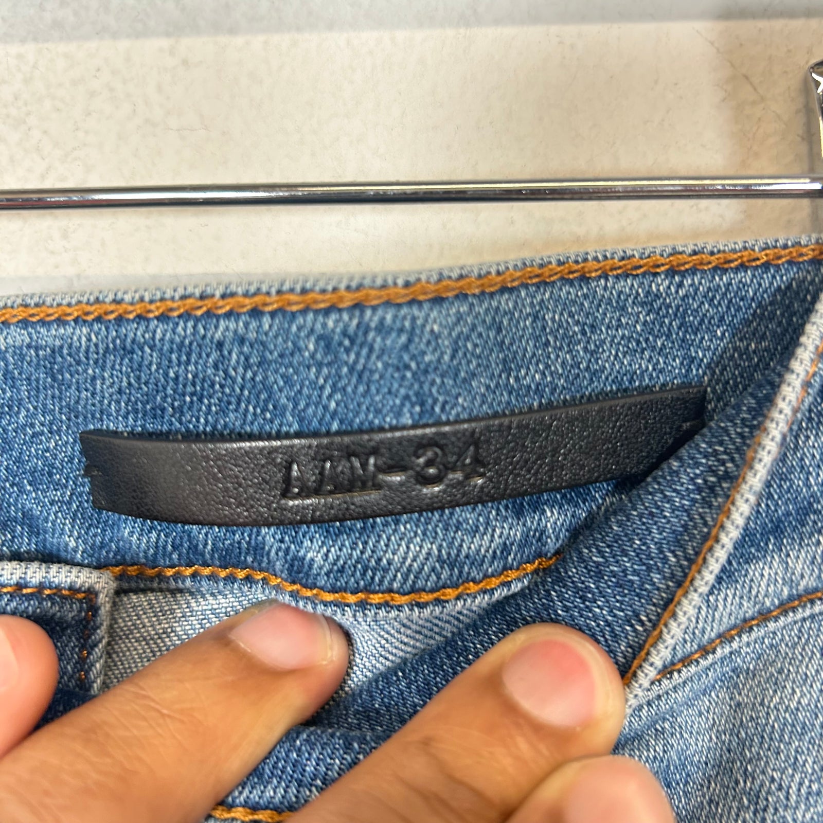 1017 Alyx Mid Blue Super Skinny Treated Jeans Size 34