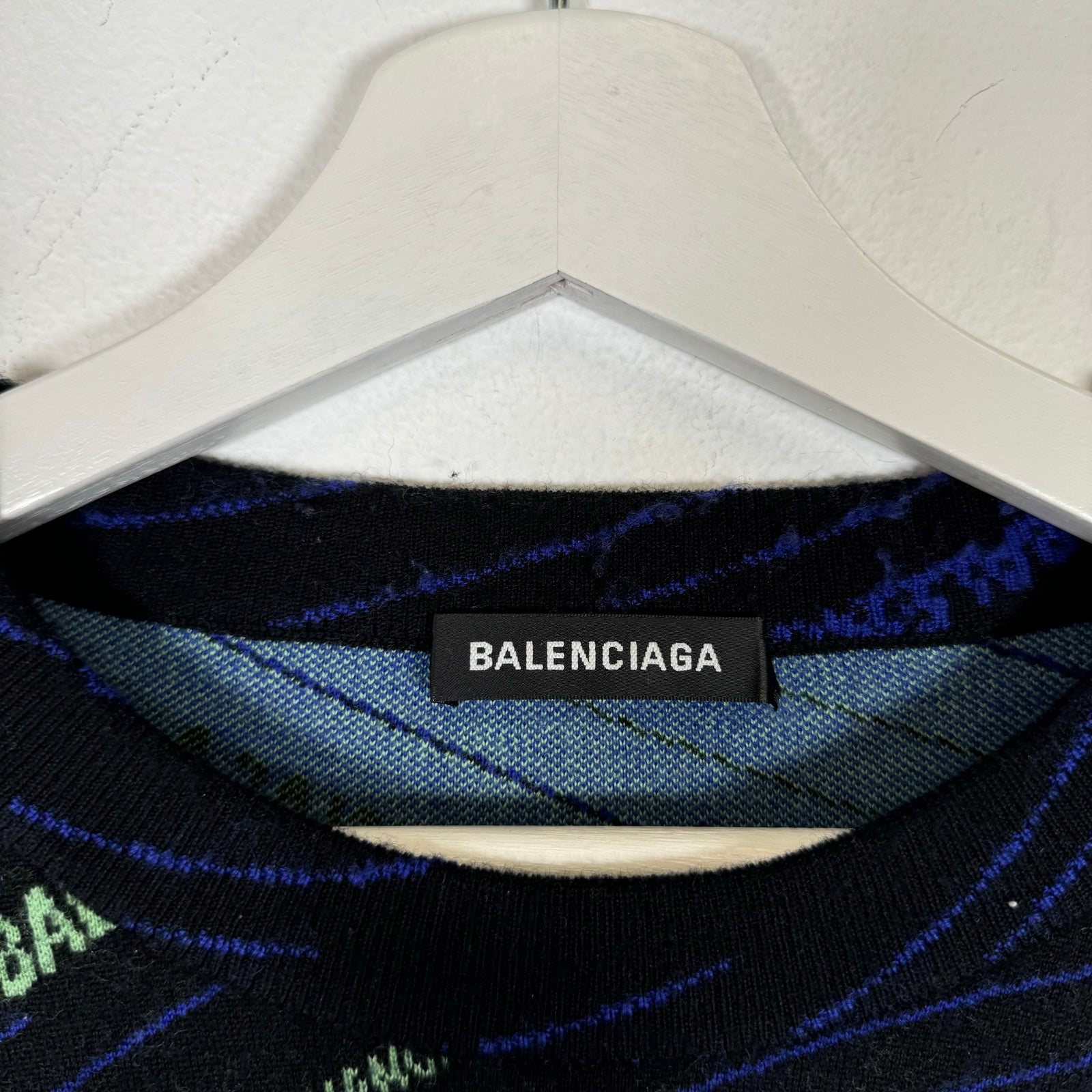 Balenciaga Purple/Green Wool Sweater Size XXL