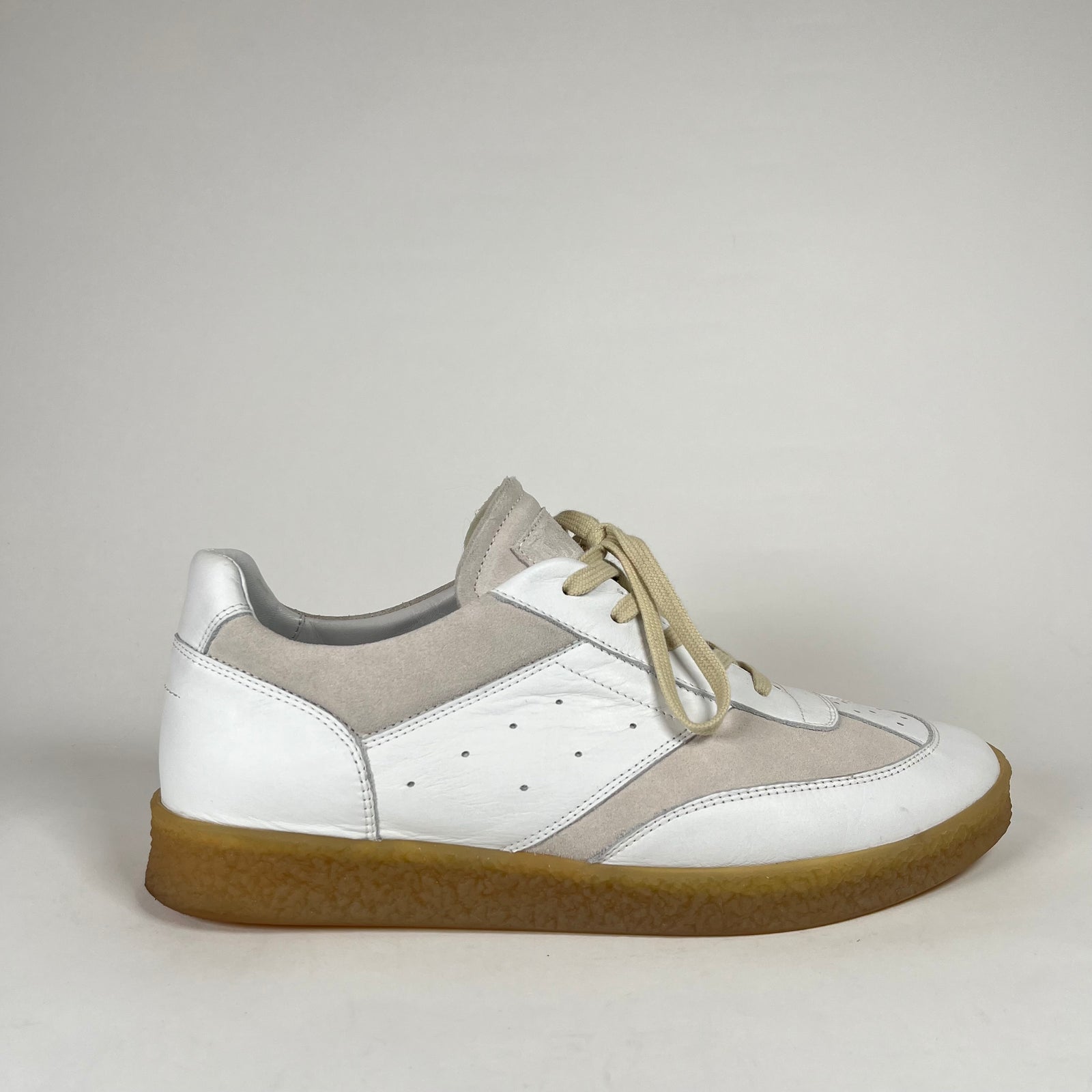MM6 White Calf-Leather Low Top Sneakers Size 45