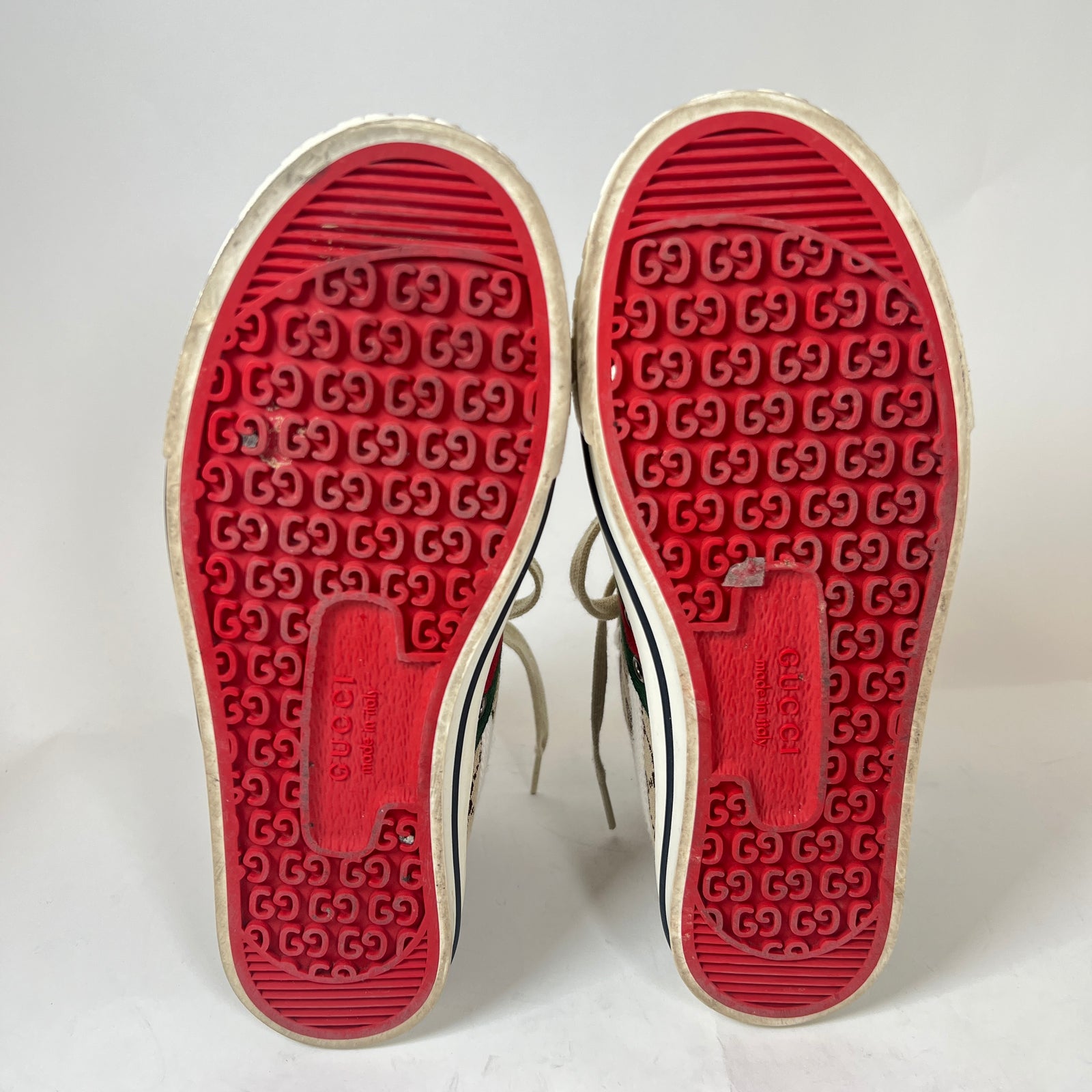 Gucci Beige Tennis 1977 Canvas High-Top Sneaker Size GG 38.5