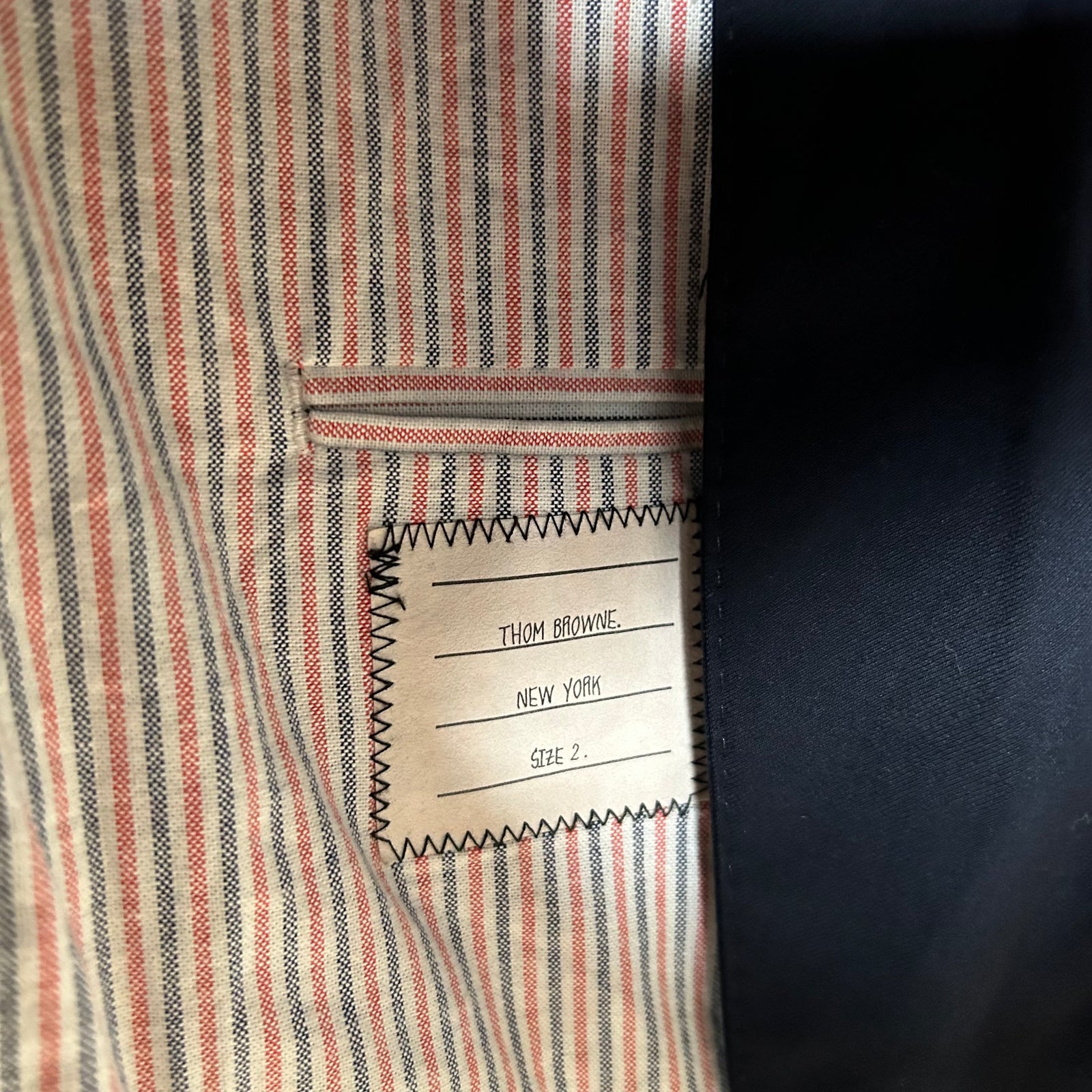 Thom Browne Navy Velvet Stripe Blazer Size 2