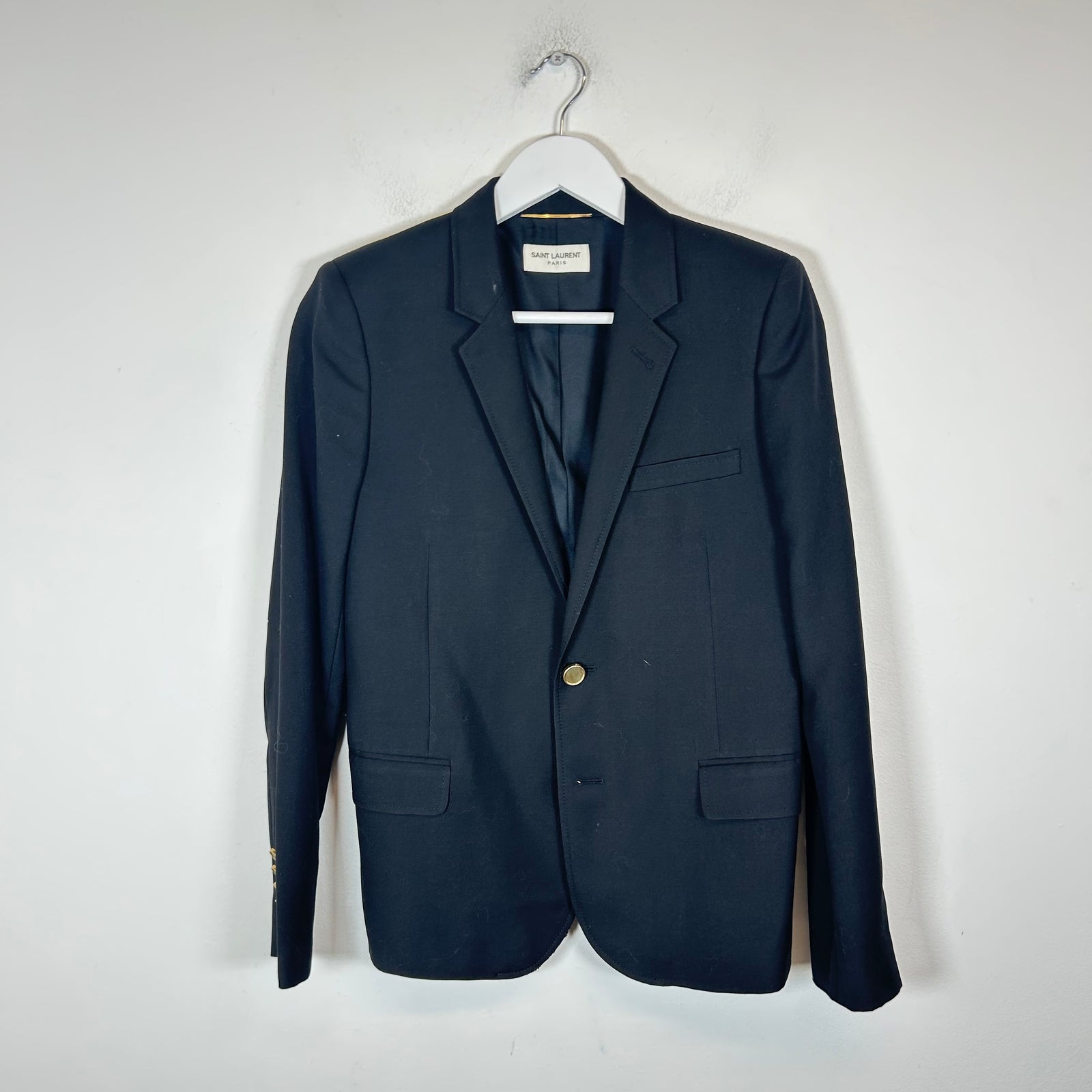 Saint Laurent Paris Black Wool Blazer Size FR 38
