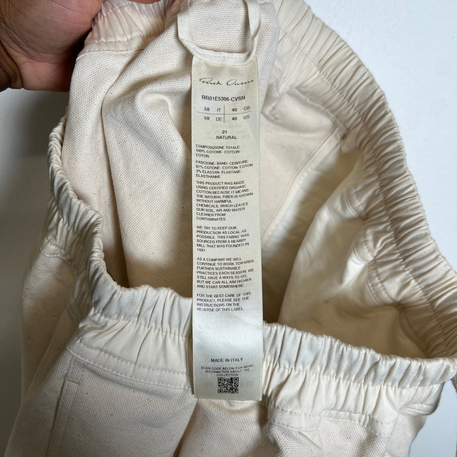Rick Owens Natural Hollywood Canvas Boxing Shorts Size 32