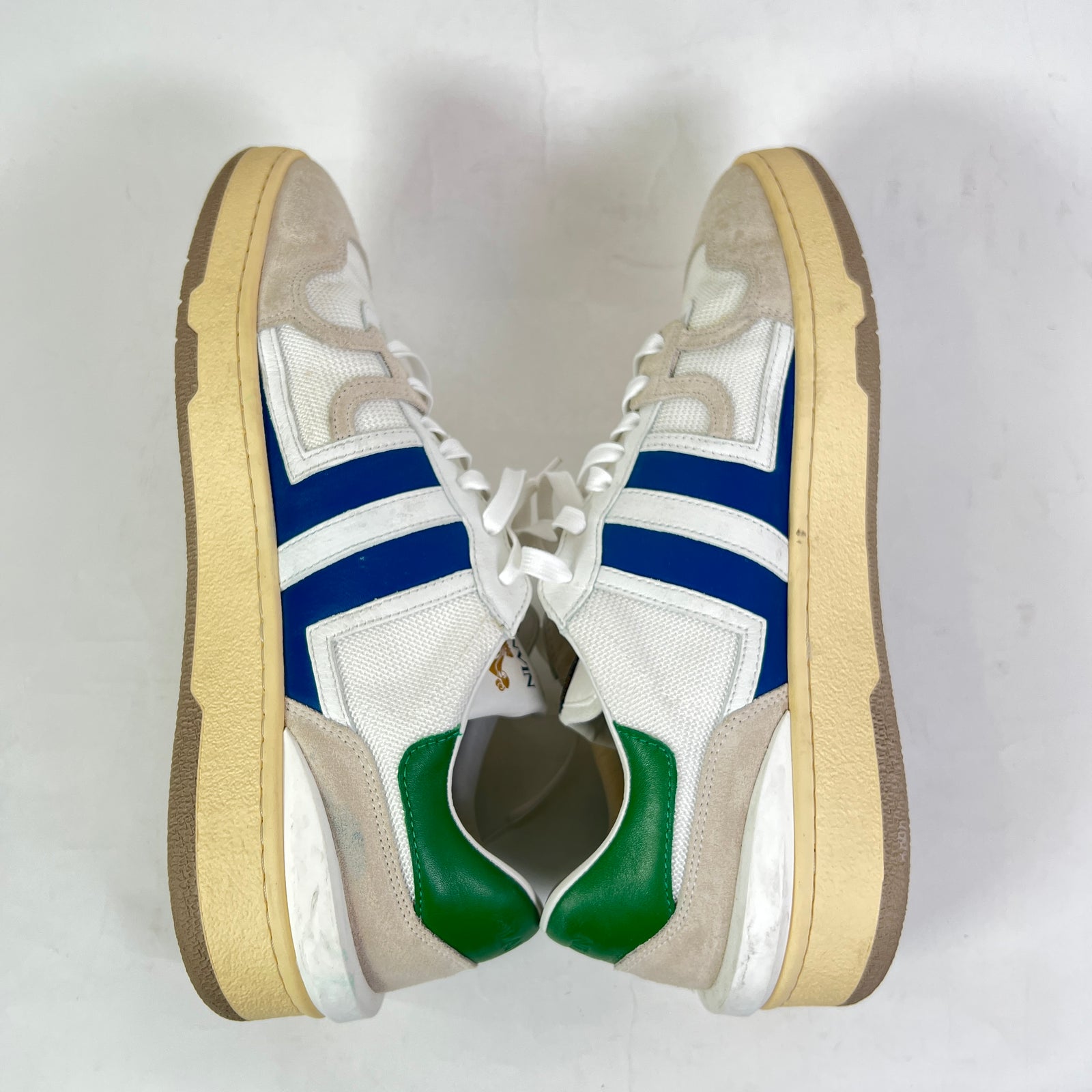 Lanvin White/Blue Clay Low-Top Sneaker Size 44