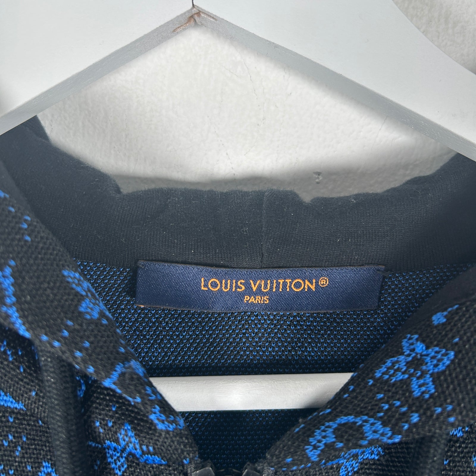 Louis Vuitton Blue/Black Monogram Zip Up Hoodie Size S