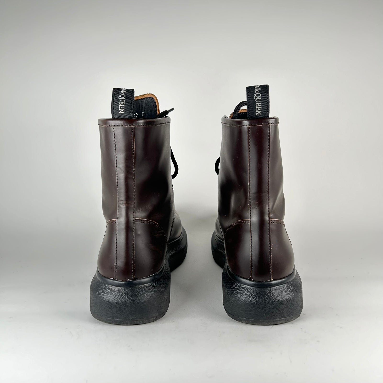 Alexander Mcqueen Brown Leather Boots Size 42