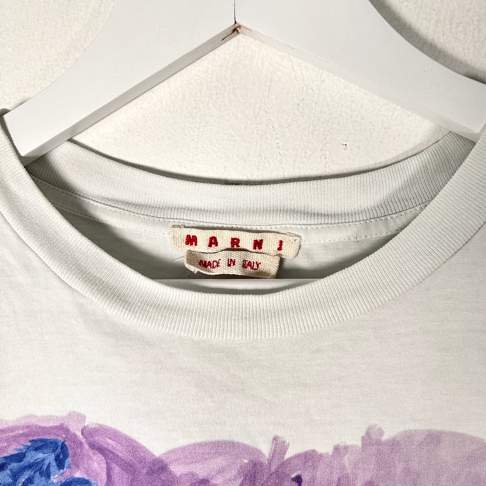 Marni White Watercolor Logo T-Shirt Size M