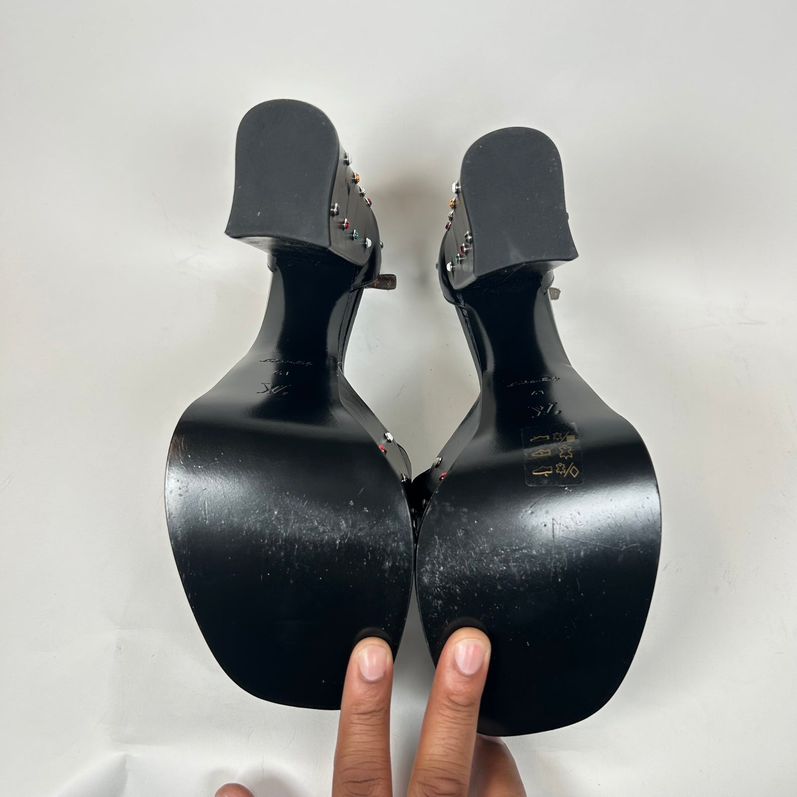 Louis Vuitton Black Leather Monogram Platform Heels Size 41