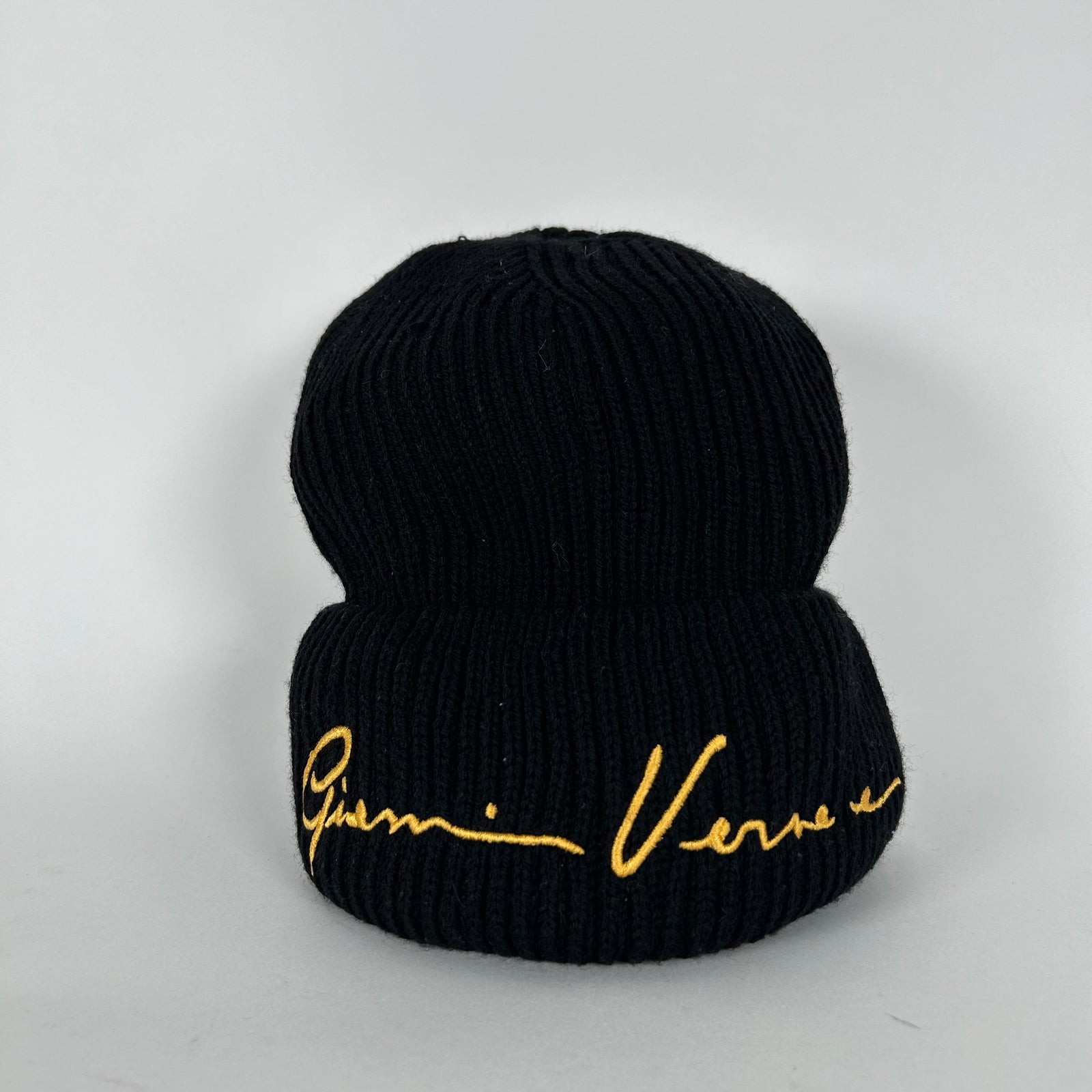 Versace Cursive Logo Knit Beanie