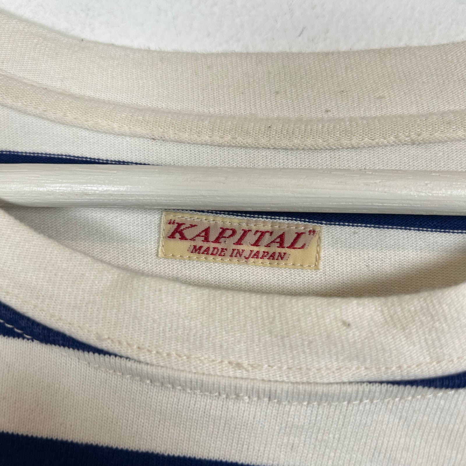 Kapital Navy Border Smile Longsleeve Tee Size 5