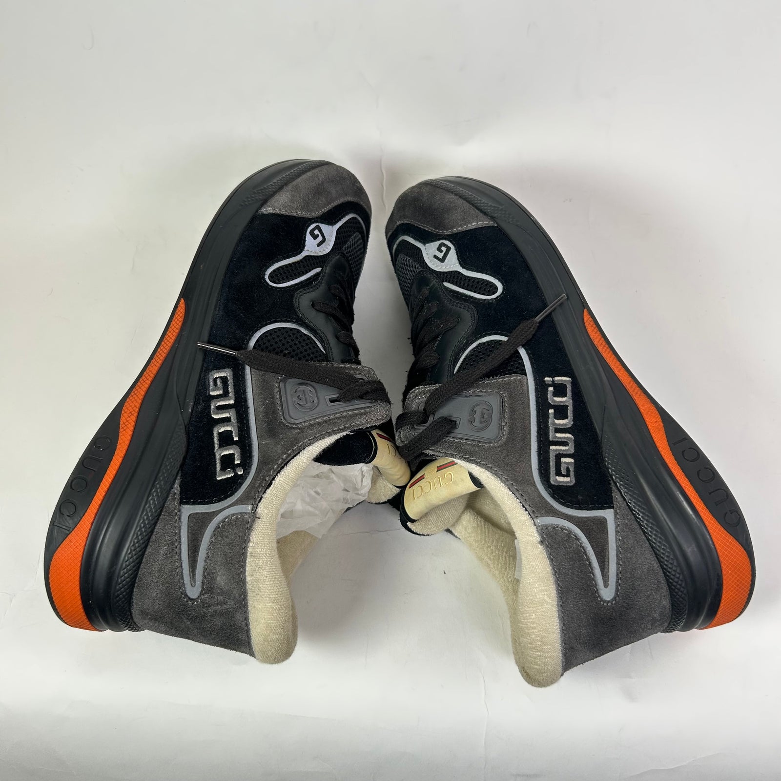 Gucci Black/Orange Suede Ultrapace Sneaker Size GG 11.5