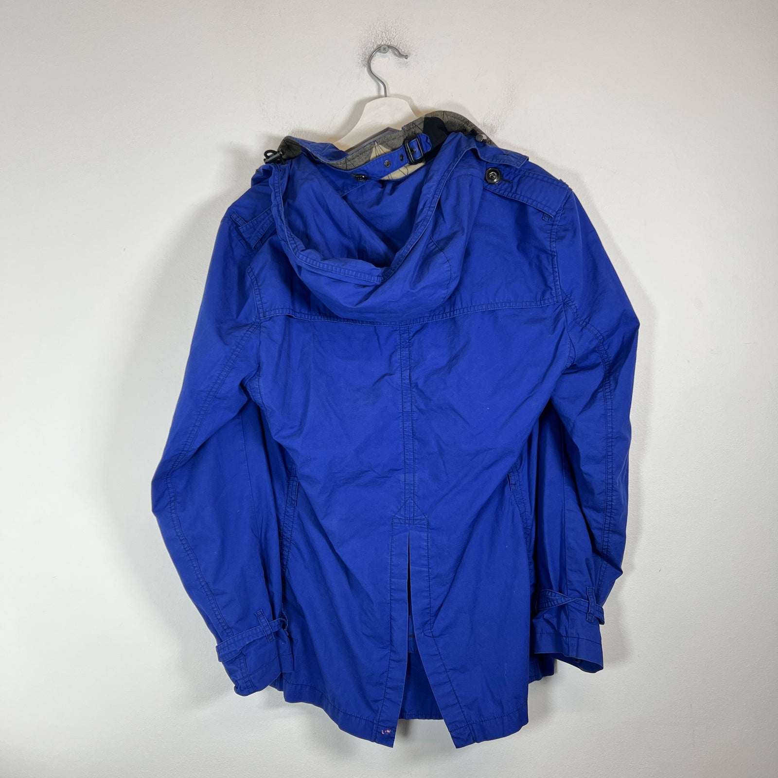 Burberry Brit Blue Hooded Trench Coat Size M