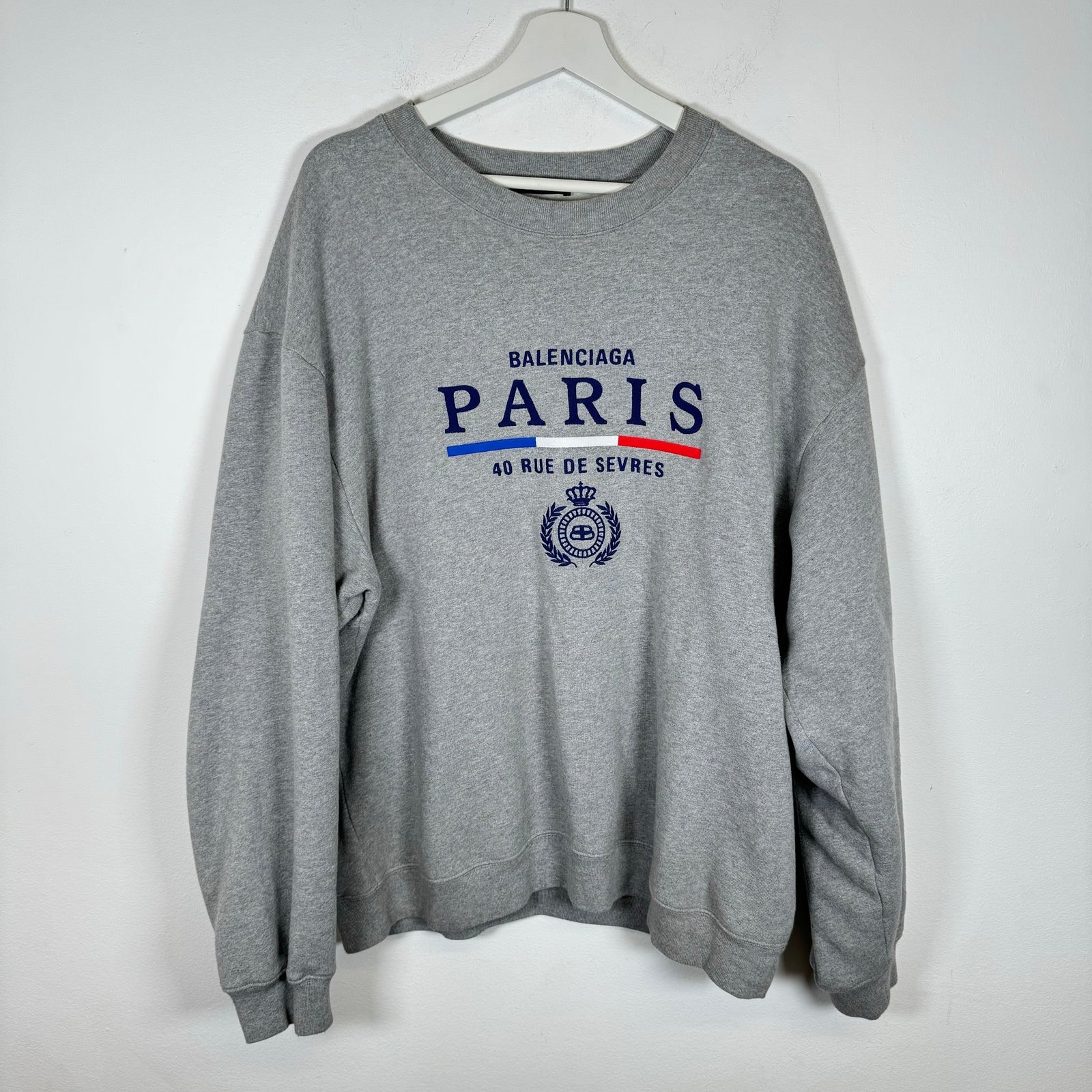 Balenciaga Paris Grey Logo Sweater Size XXL